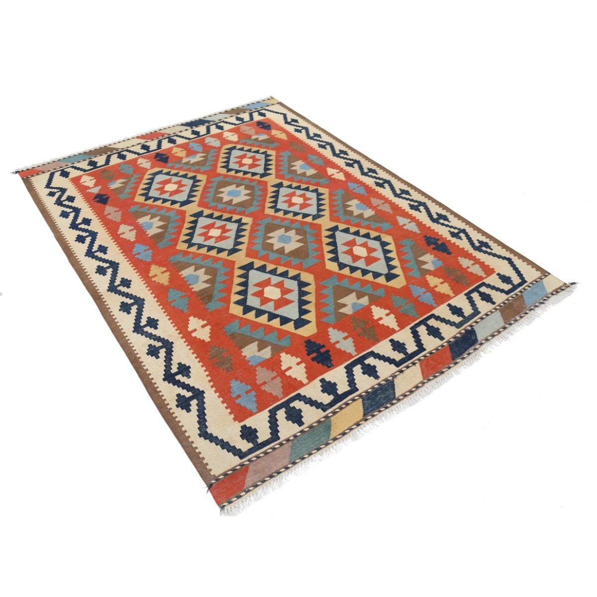 Kafkaas 5x7 Hand Woven Washable Wool Rug - Colorful
