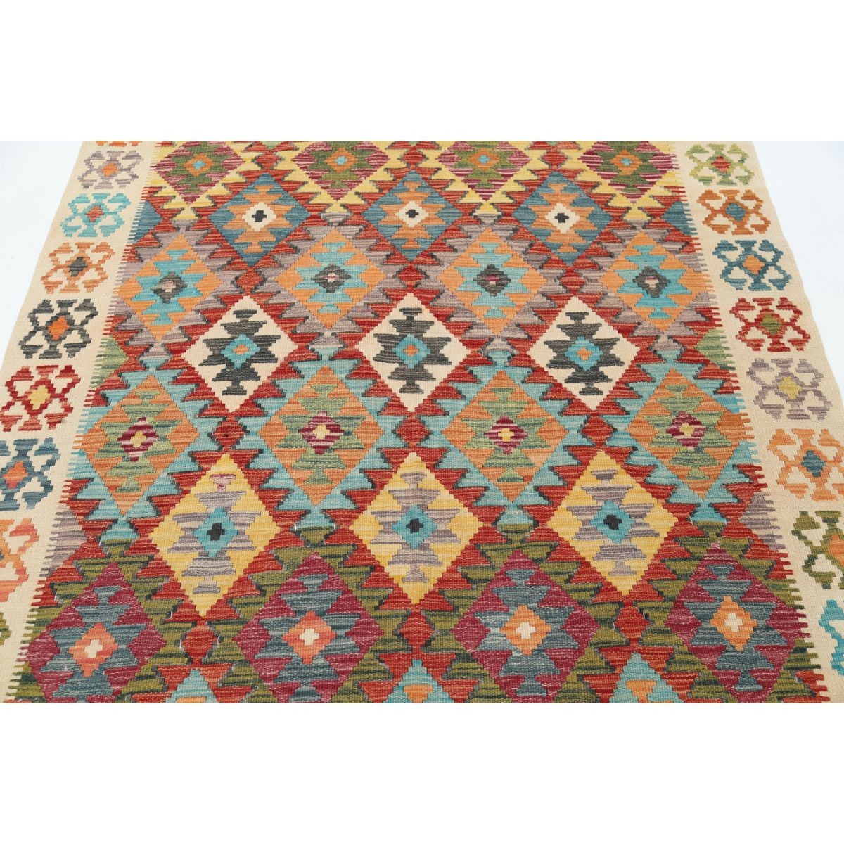 Maimana 5x8 Hand Woven Washable Wool Rug - Colorful