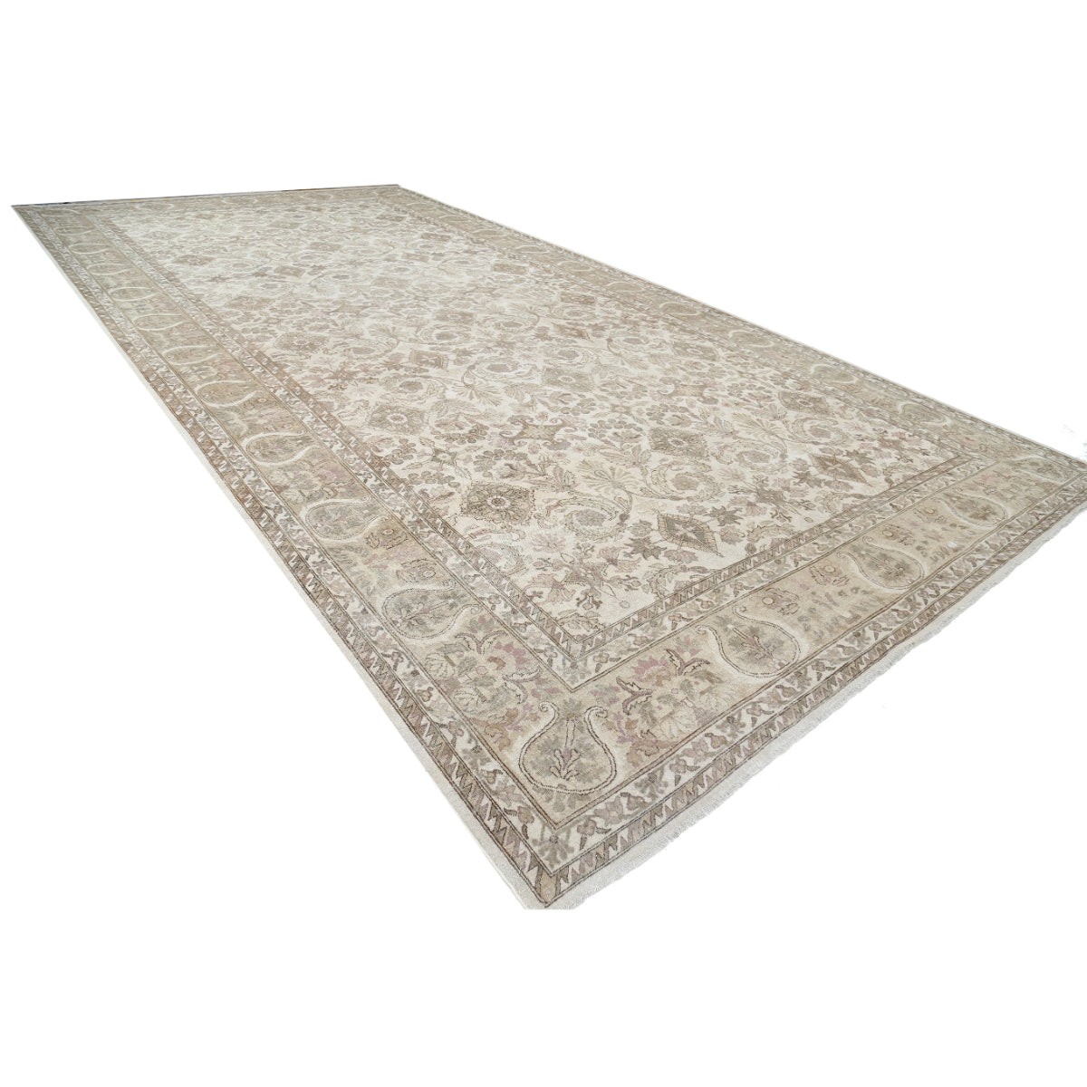 Vintage 12x23 Handmade Double Knotted Washable Wool Rug - Soft Hues