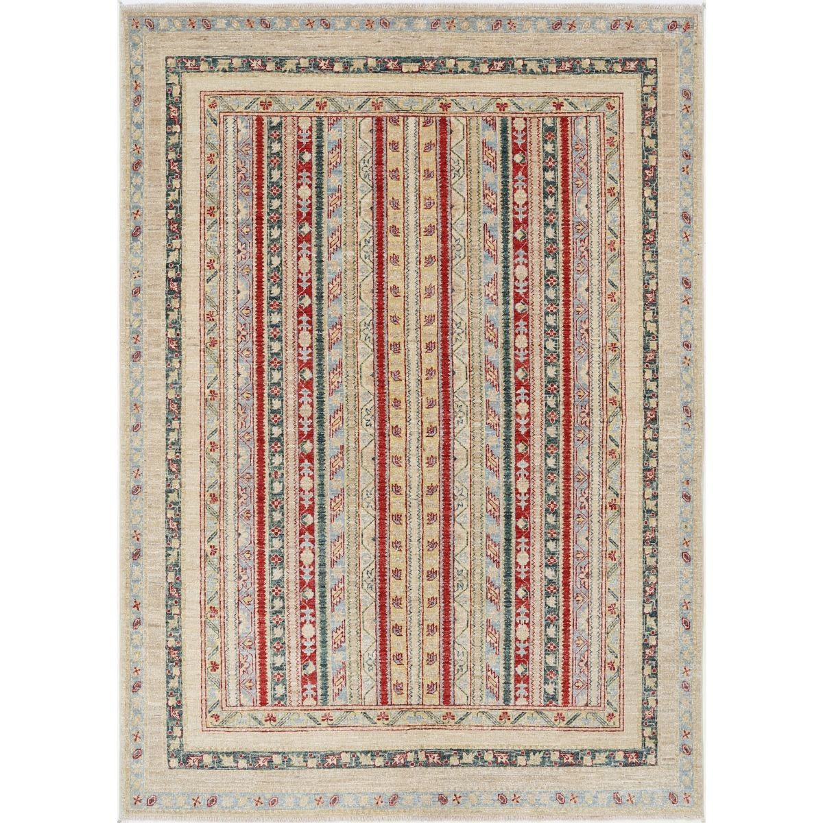 Shaal 6x8 Handmade Double Knotted Washable Wool Rug - Colorful