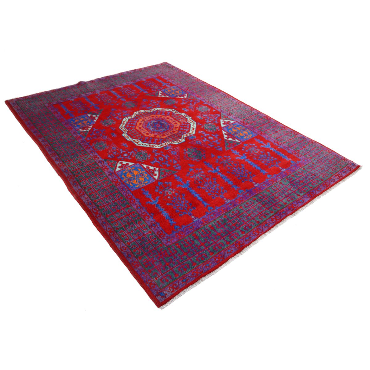 Revival 6x8 Handmade Double Knotted Washable Wool Rug - Colorful