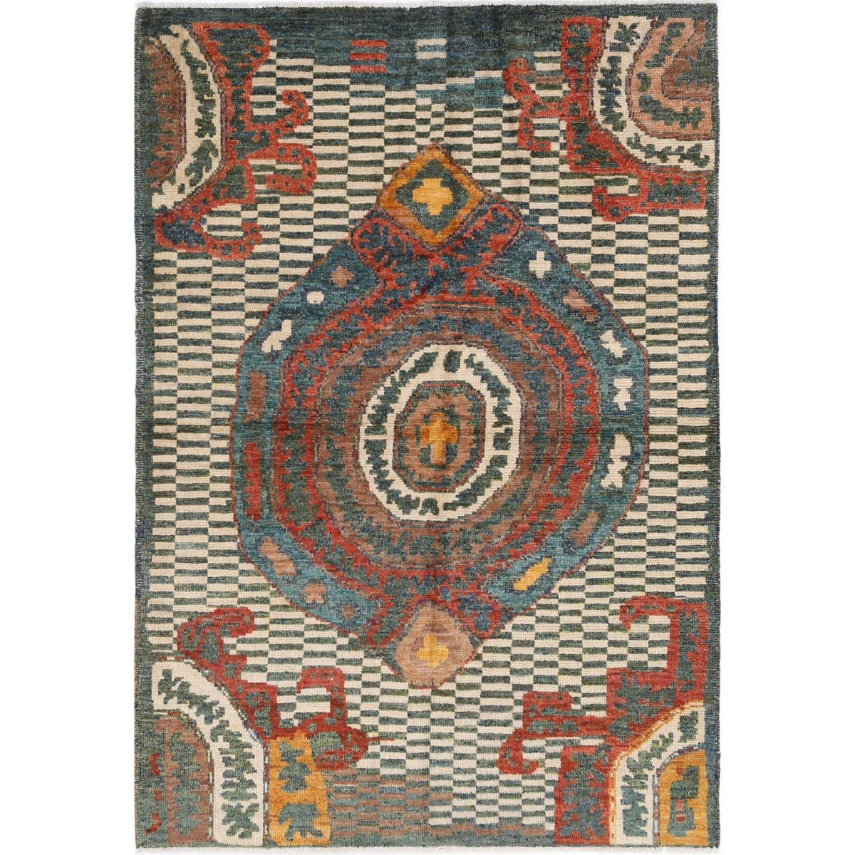 Revival 4x6 Handmade Double Knotted Washable Wool Rug - Colorful