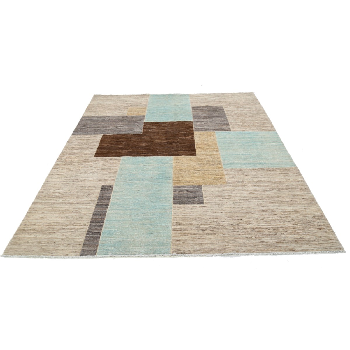 Modcar 7x8 Handmade Double Knotted Washable Wool Rug - Colorful