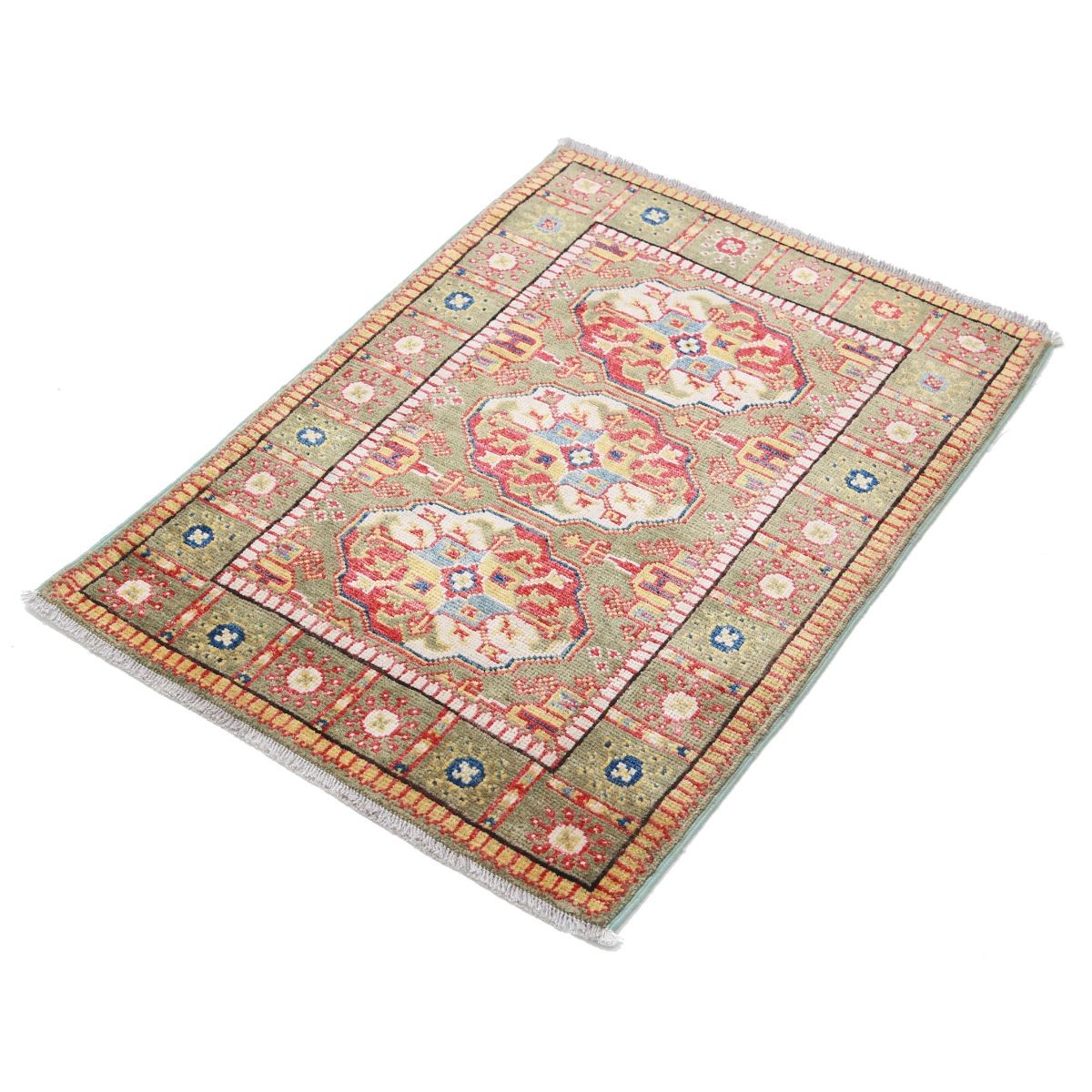 Revival 2x3 Handmade Double Knotted Washable Wool Rug - Colorful