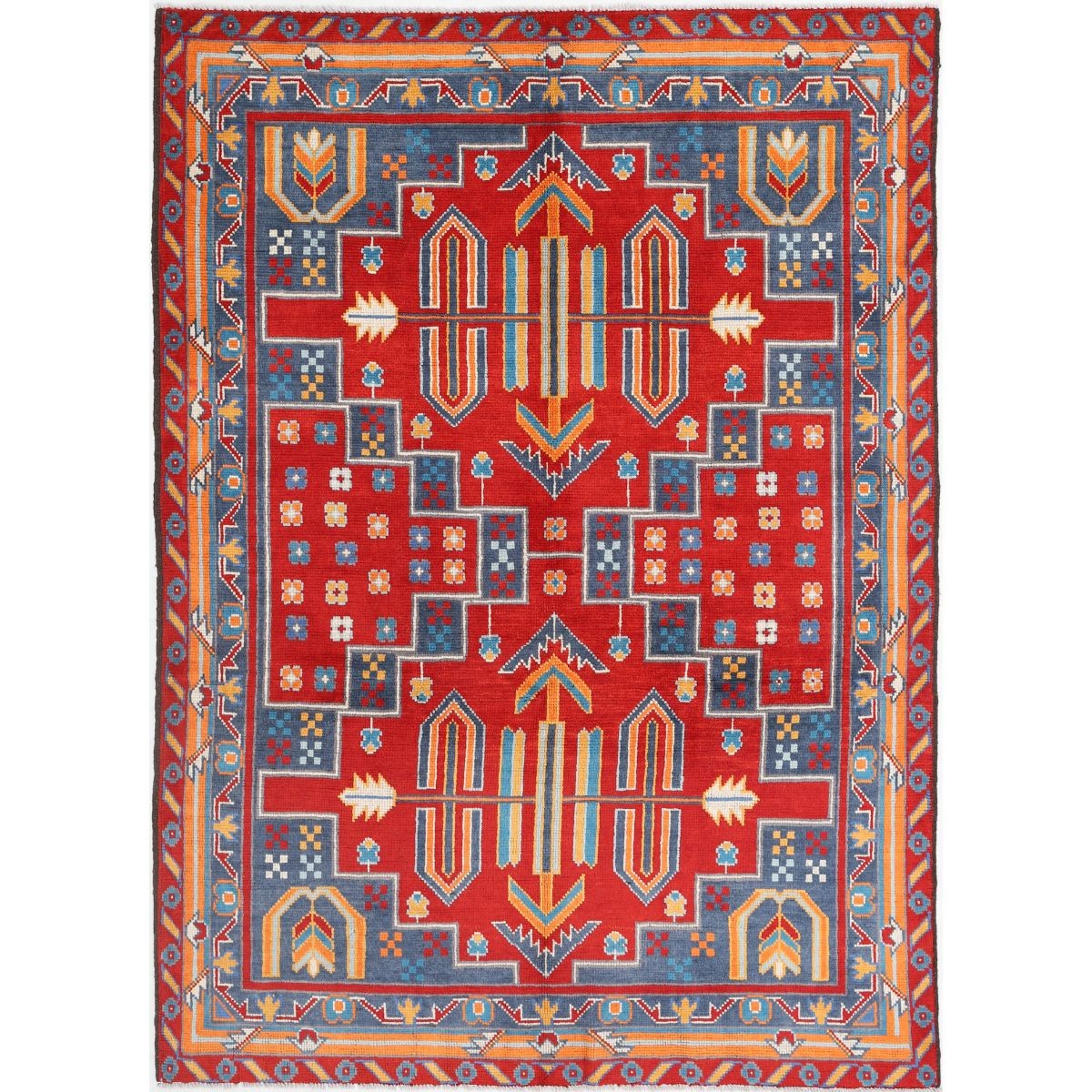 Revival 6x8 Handmade Double Knotted Washable Wool Rug - Colorful
