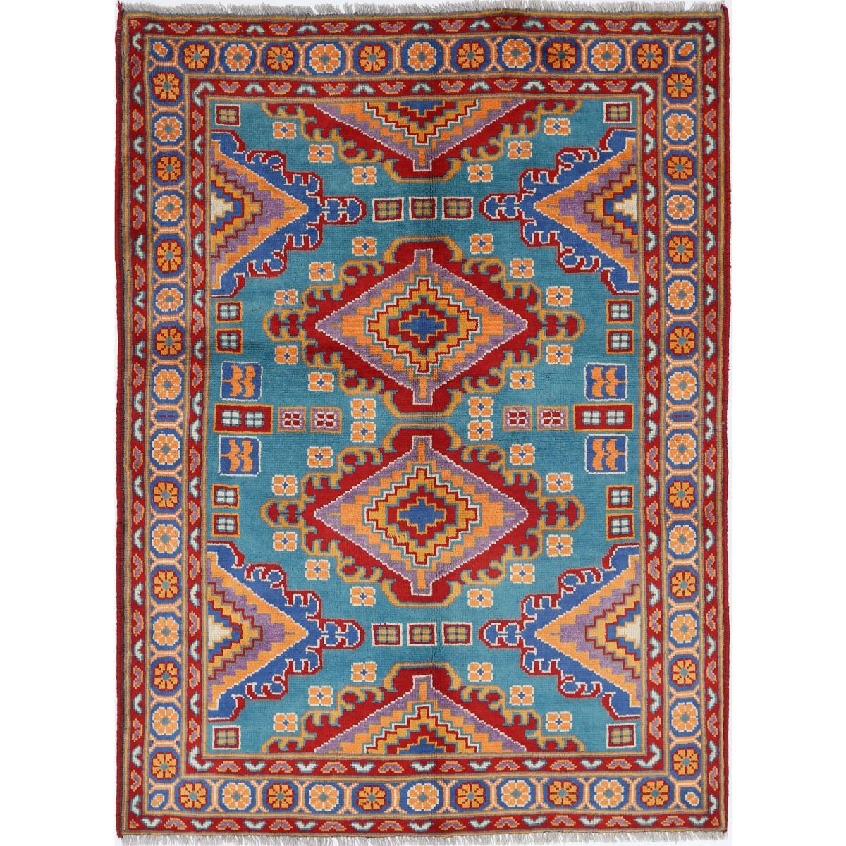 Revival 5x7 Handmade Double Knotted Washable Wool Rug - Colorful