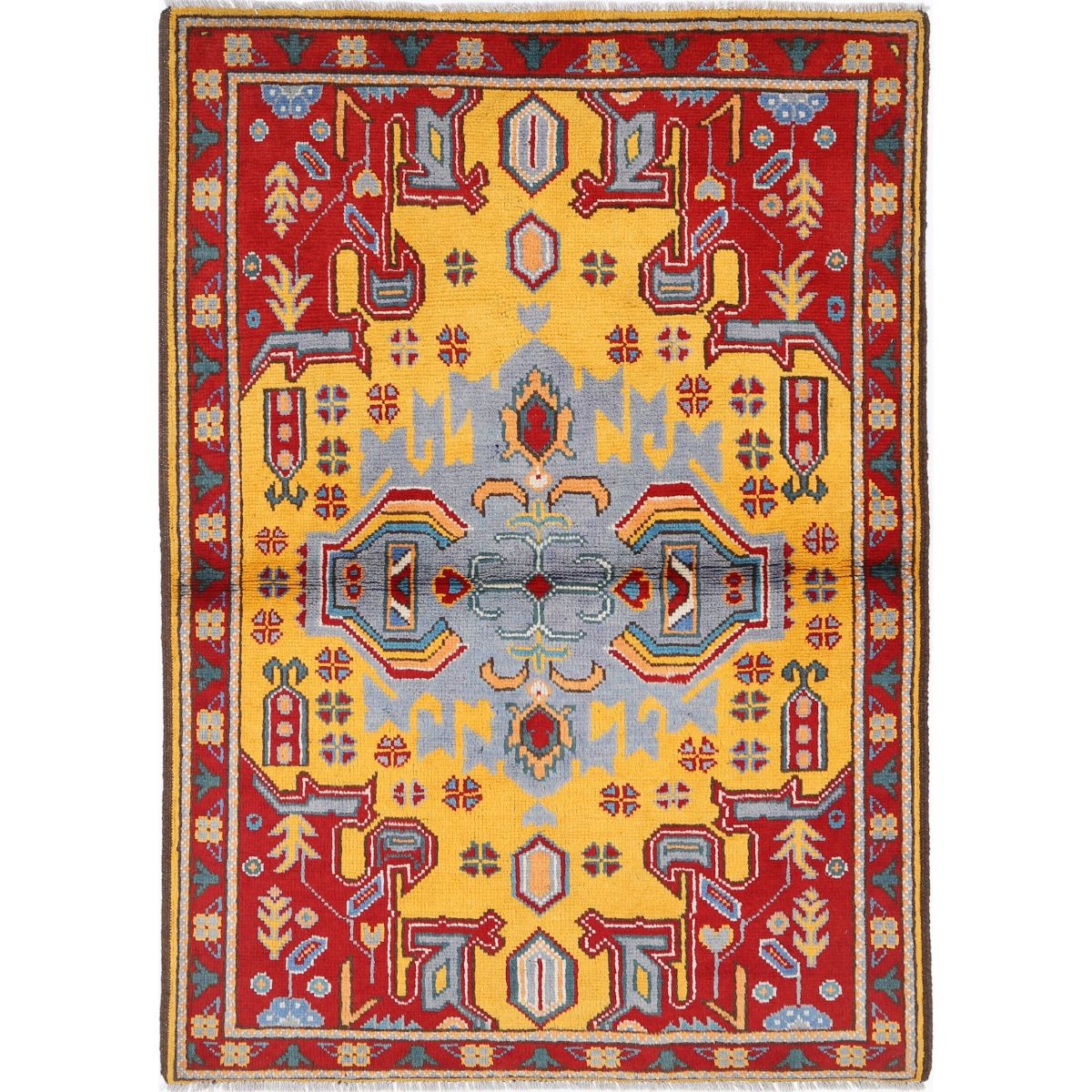 Revival 4x6 Handmade Double Knotted Washable Wool Rug - Colorful