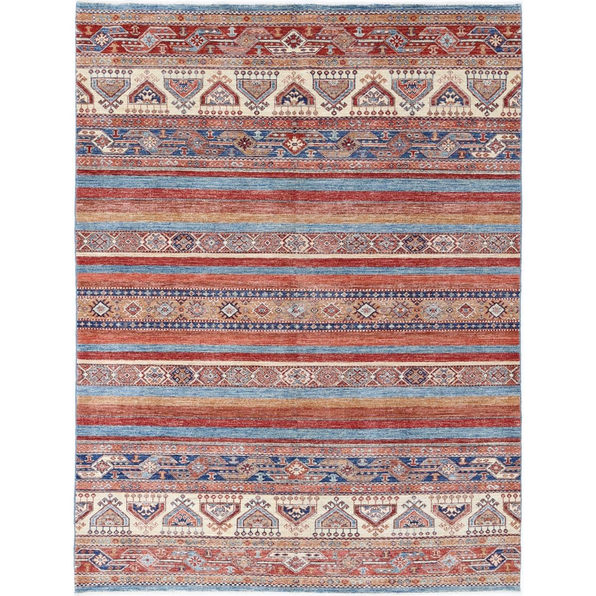 Khurjeen 6x8 Hand-Knotted Washable Wool Rug - Colorful