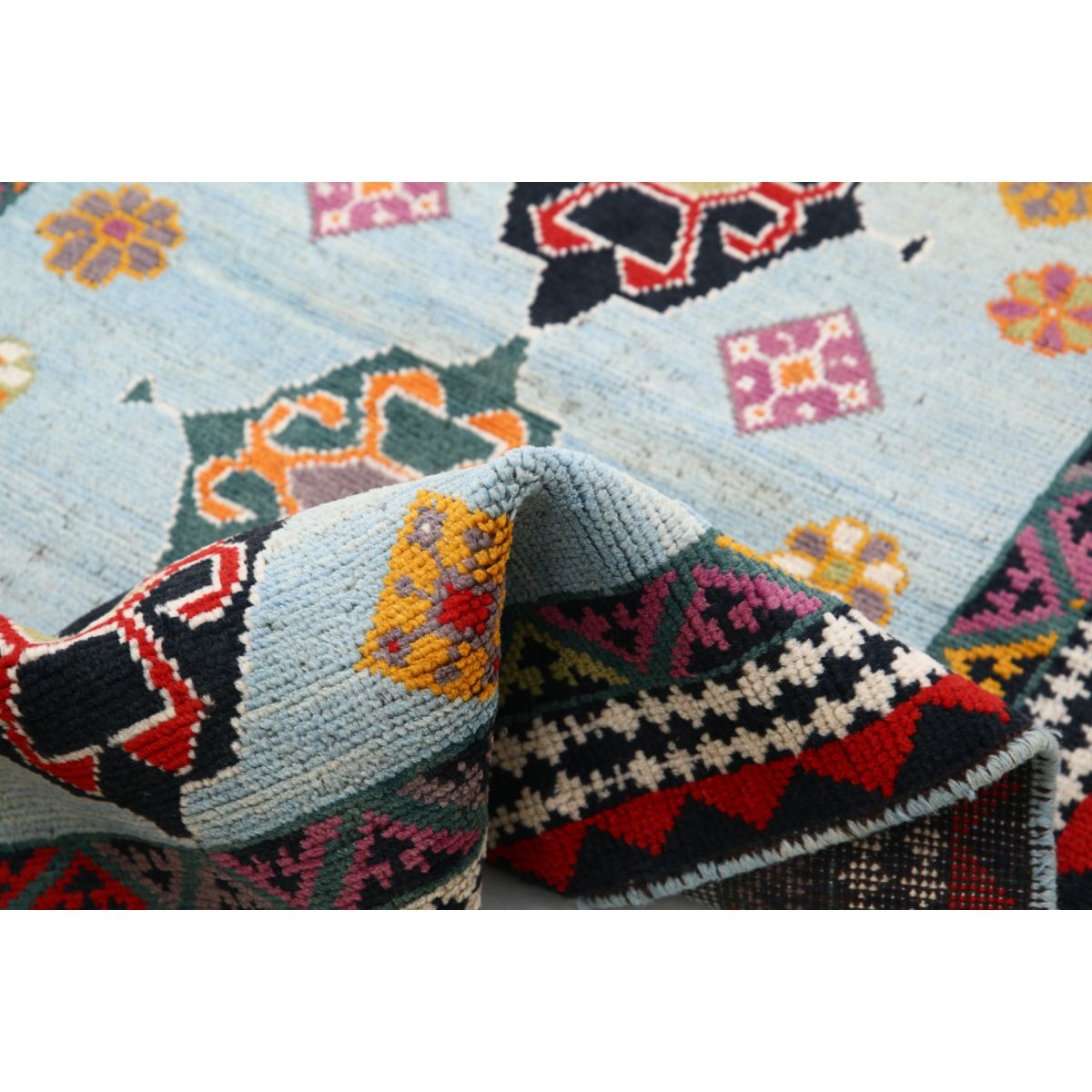 Revival 4x5 Handmade Double Knotted Washable Wool Rug - Colorful