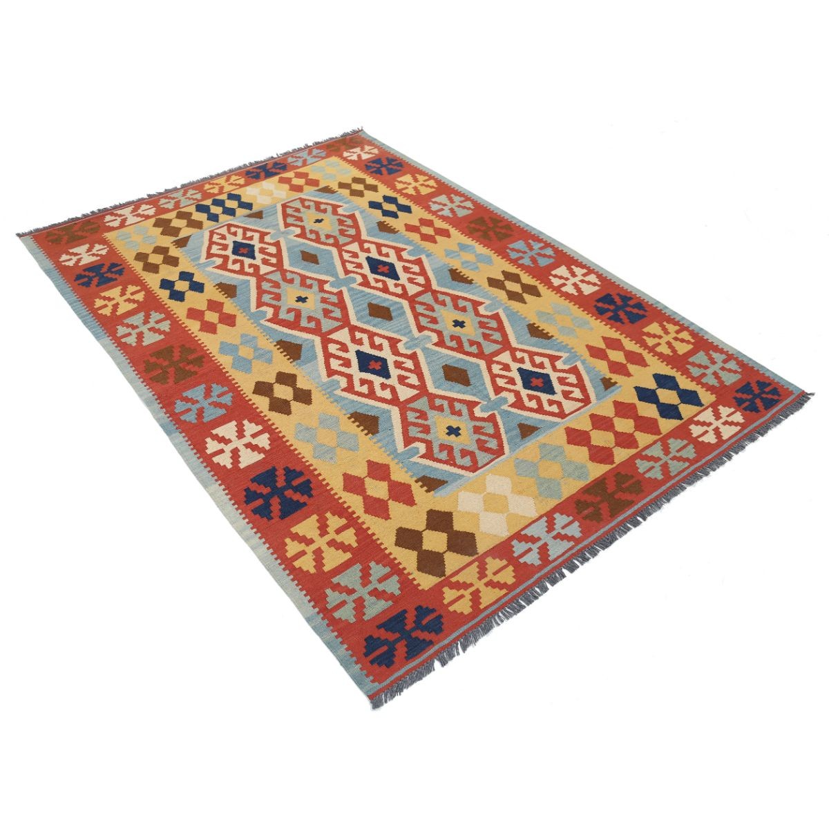 Kafkaas 5x7 Hand Woven Washable Wool Rug - Colorful