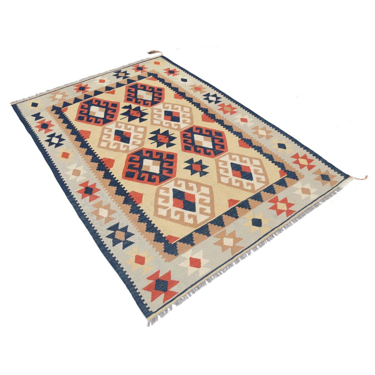 Kafkaas 5x6 Hand Woven Washable Wool Rug - Colorful