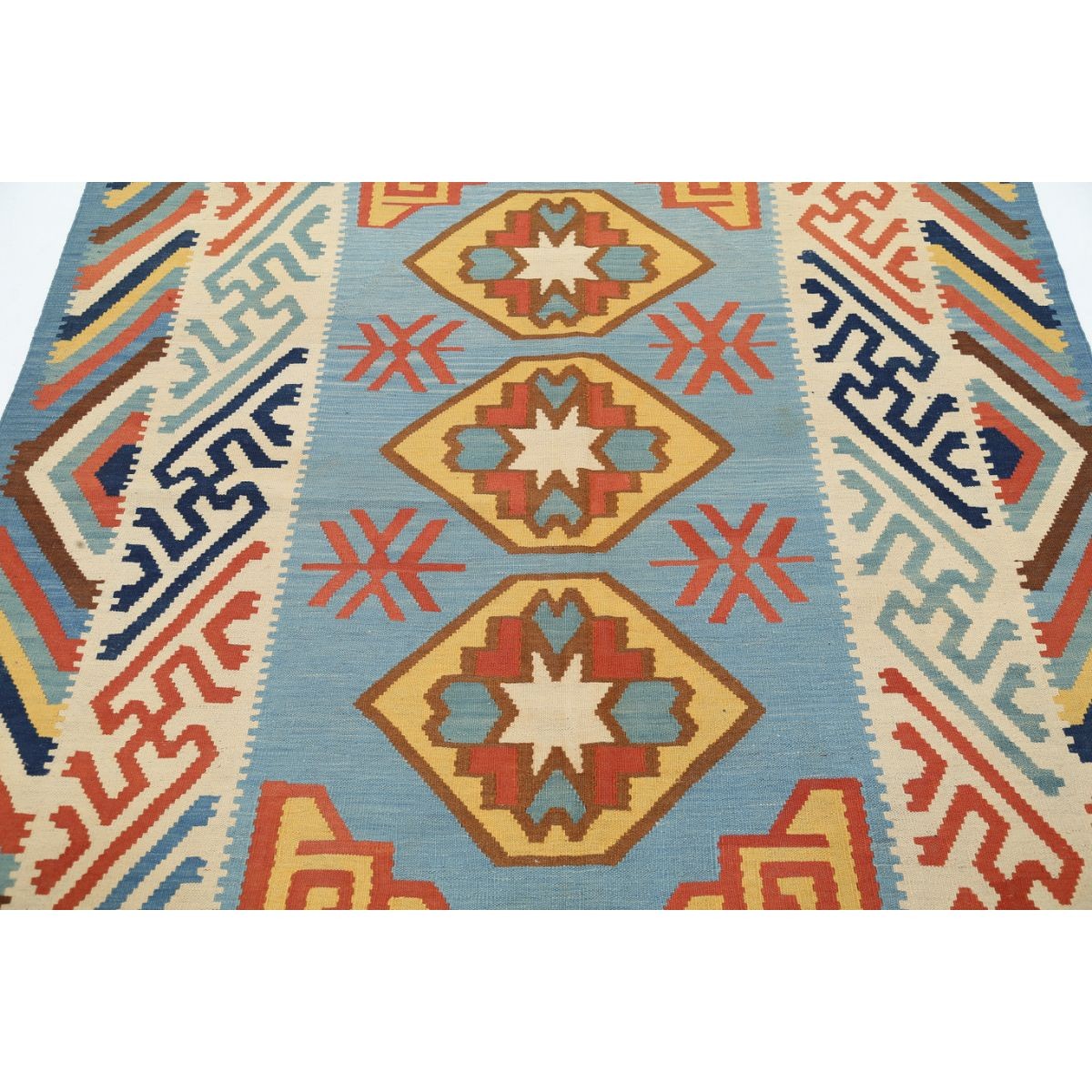 Kafkaas 5x7 Hand Woven Washable Wool Rug - Colorful