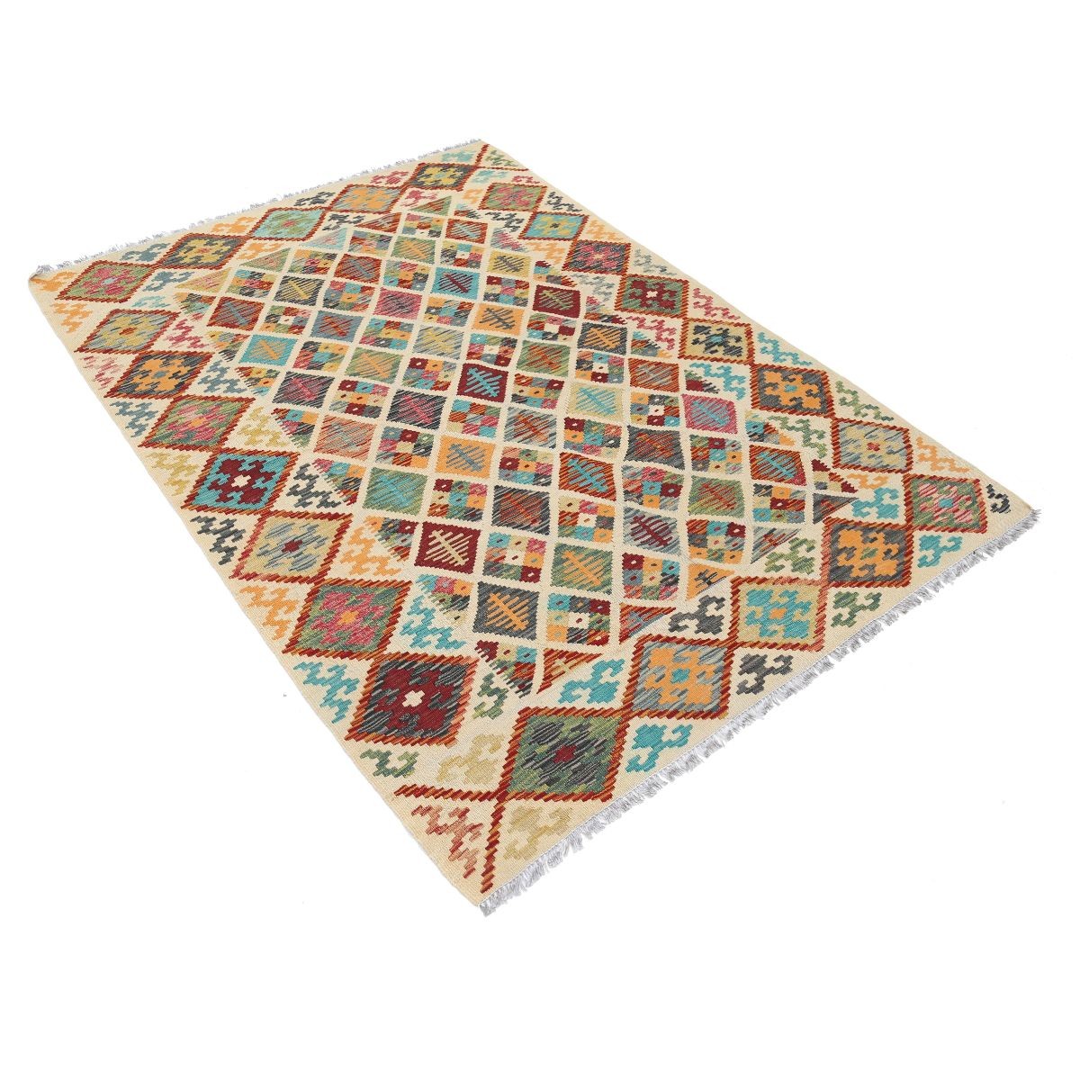 Maimana 5x7 Hand Woven Washable Wool Rug - Colorful
