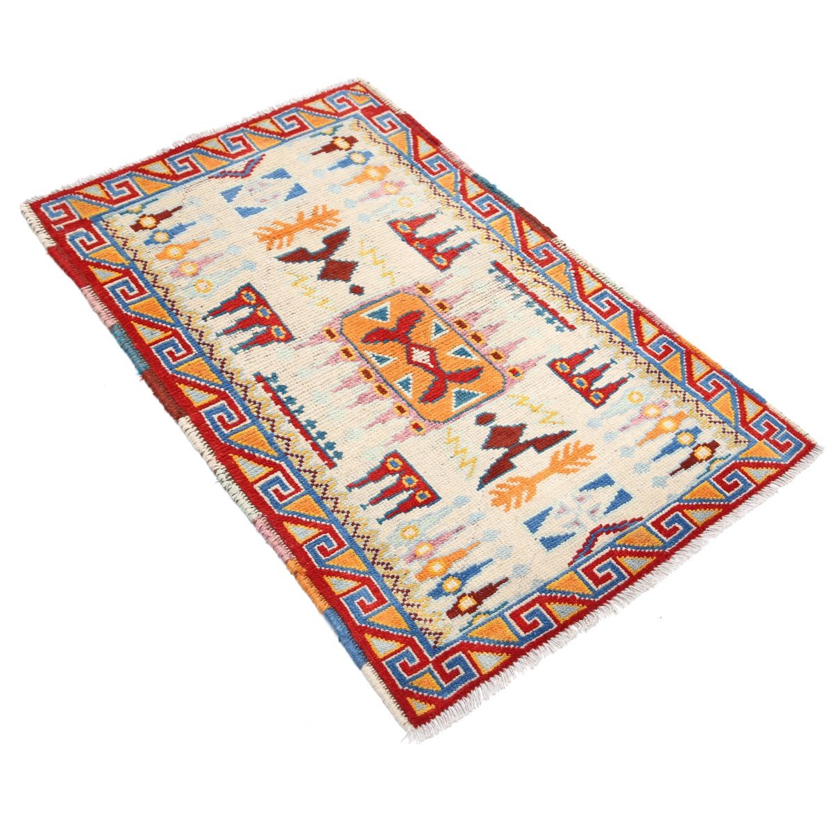Revival 3x4 Handmade Double Knotted Washable Wool Rug - Colorful