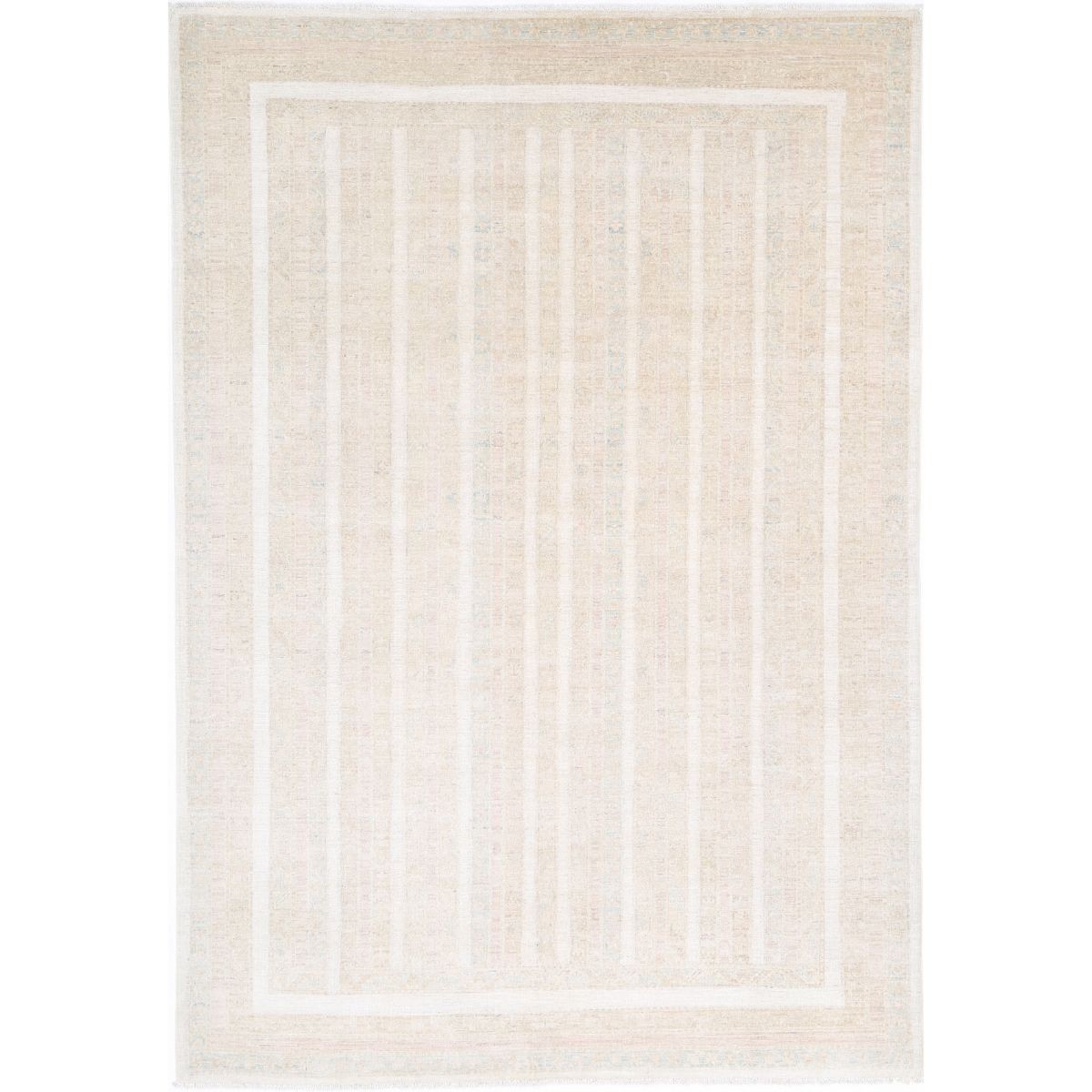 Shaal 7x10 Handmade Double Knotted Washable Wool Rug - Soft Hues