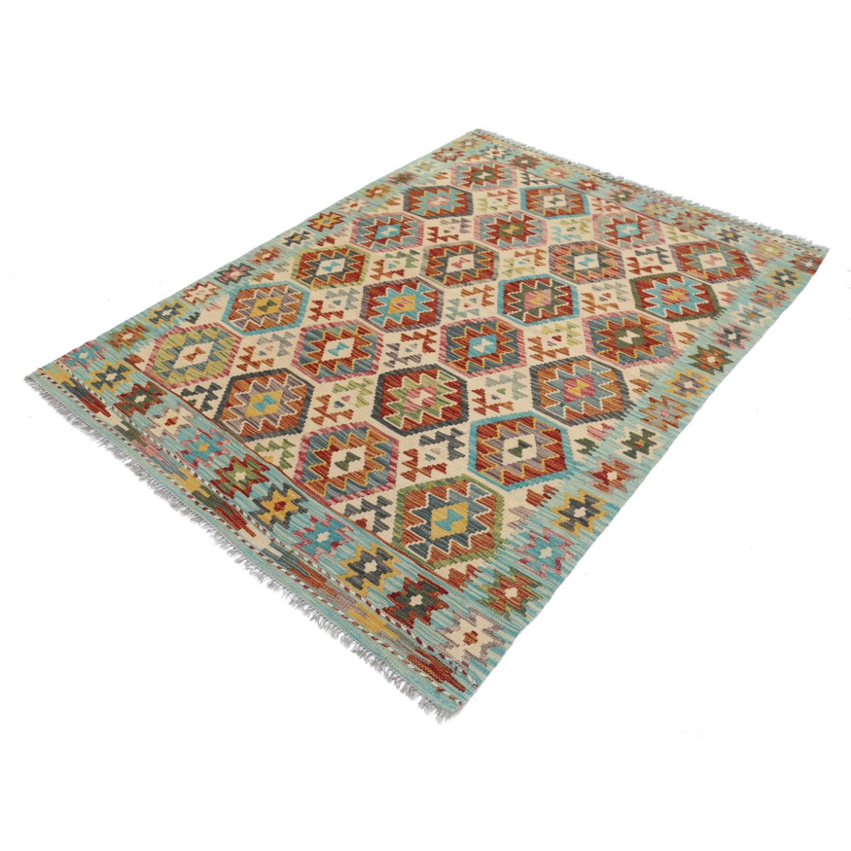 Maimana 5x7 Hand Woven Washable Wool Rug - Colorful