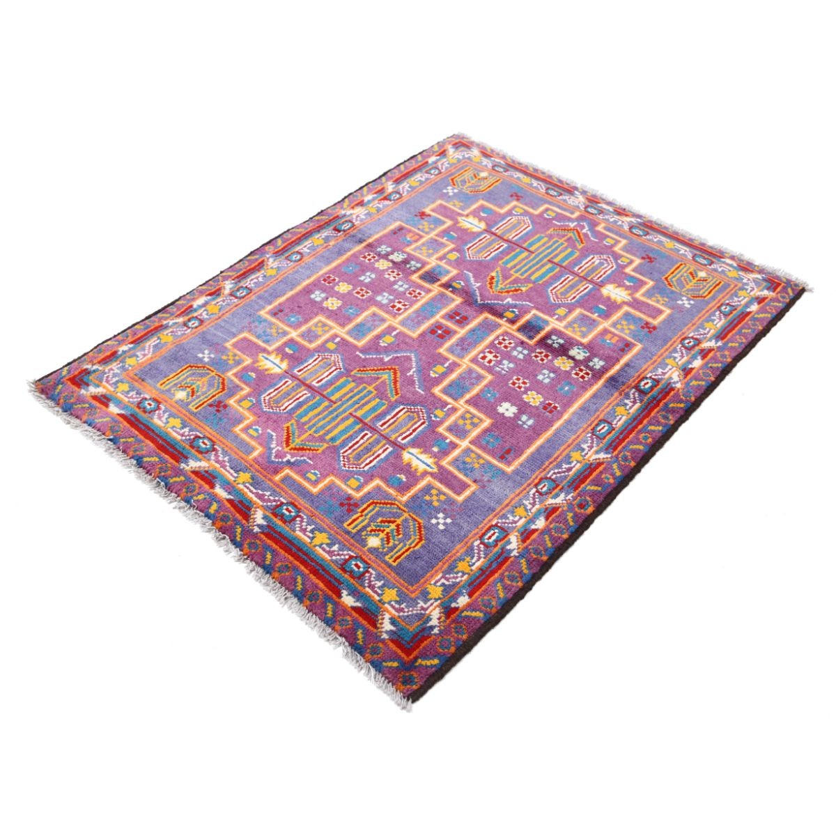 Revival 3x4 Handmade Double Knotted Washable Wool Rug - Colorful