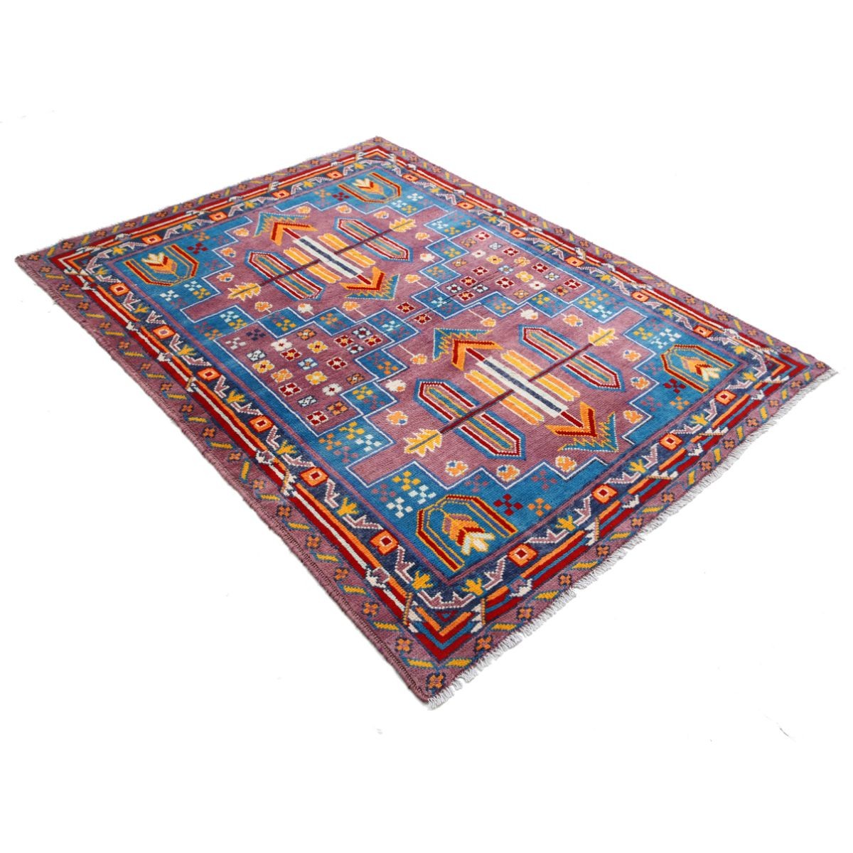 Revival 5x6 Handmade Double Knotted Washable Wool Rug - Colorful