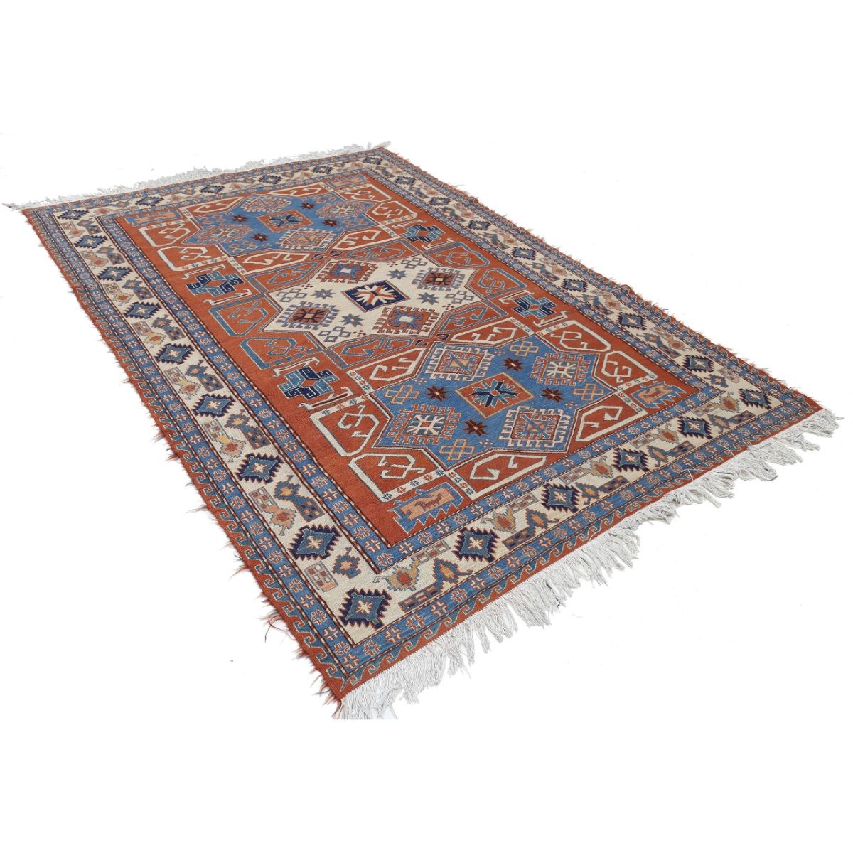 Sumak 6x9 Hand Woven Washable Wool Rug - Colorful