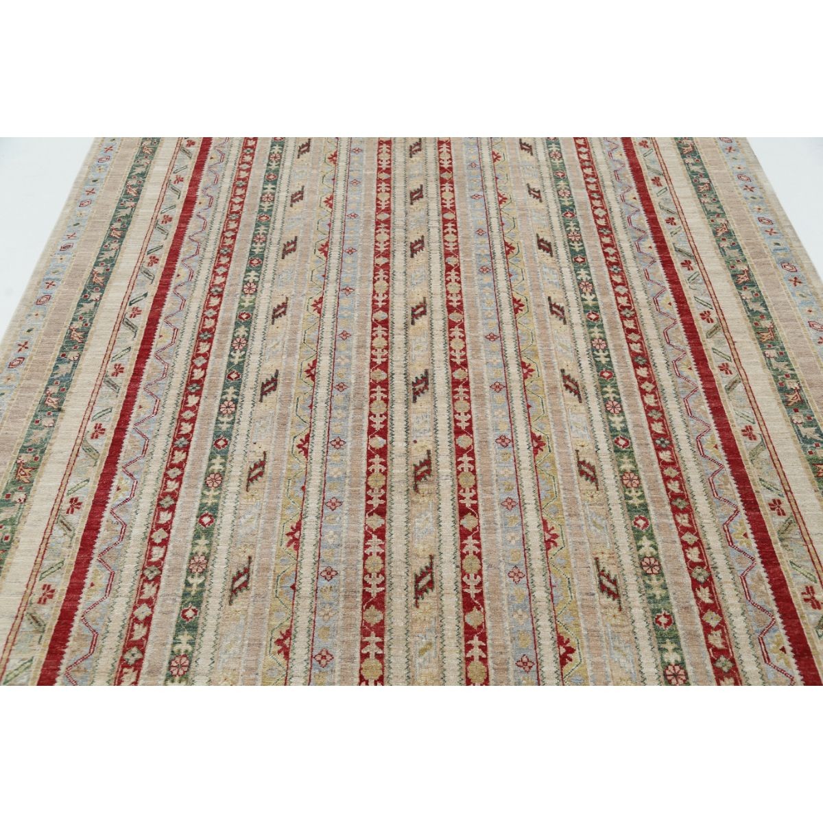 Shaal 7x10 Handmade Double Knotted Washable Wool Rug - Colorful