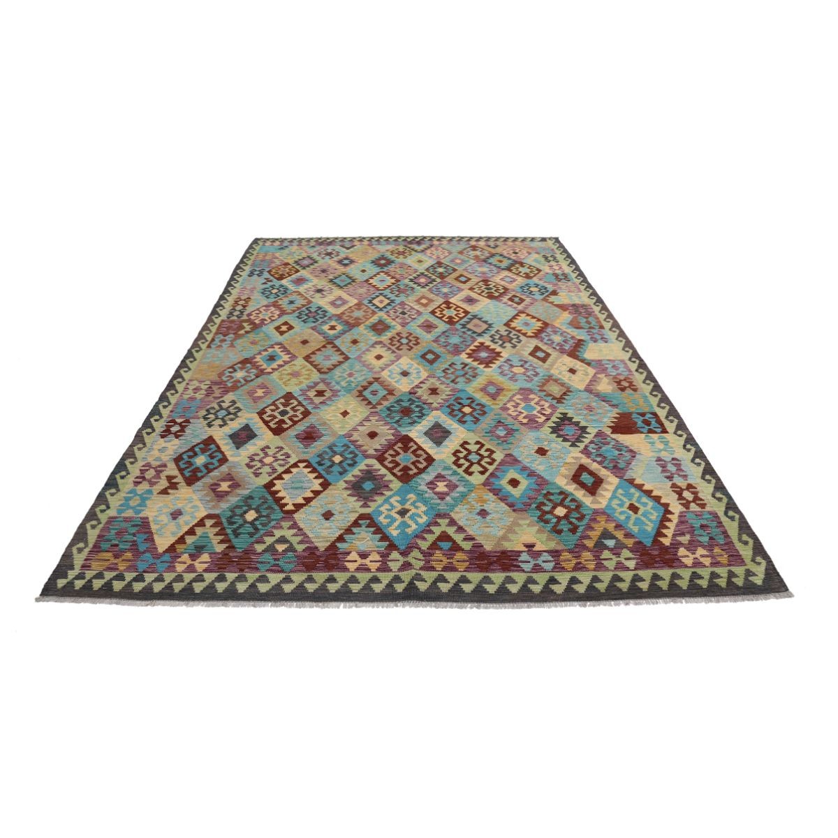 Maimana 7x10 Hand Woven Washable Wool Rug - Colorful