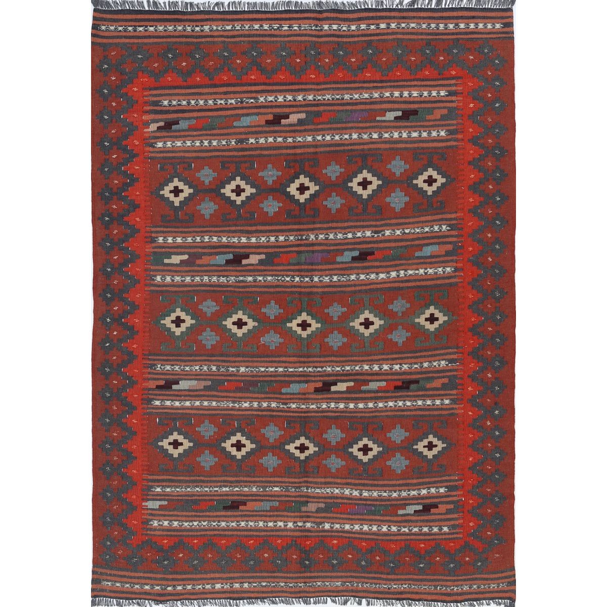 Kafkaas 5x6 Hand Woven Washable Wool Rug - Colorful