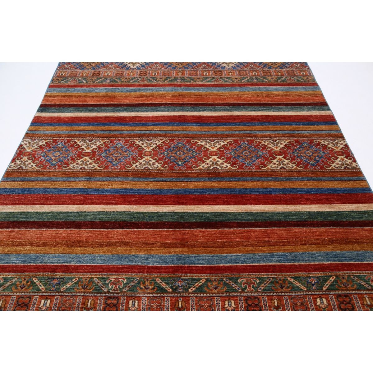 Khurjeen 7x10 Handmade Double Knotted Washable Wool Rug - Colorful