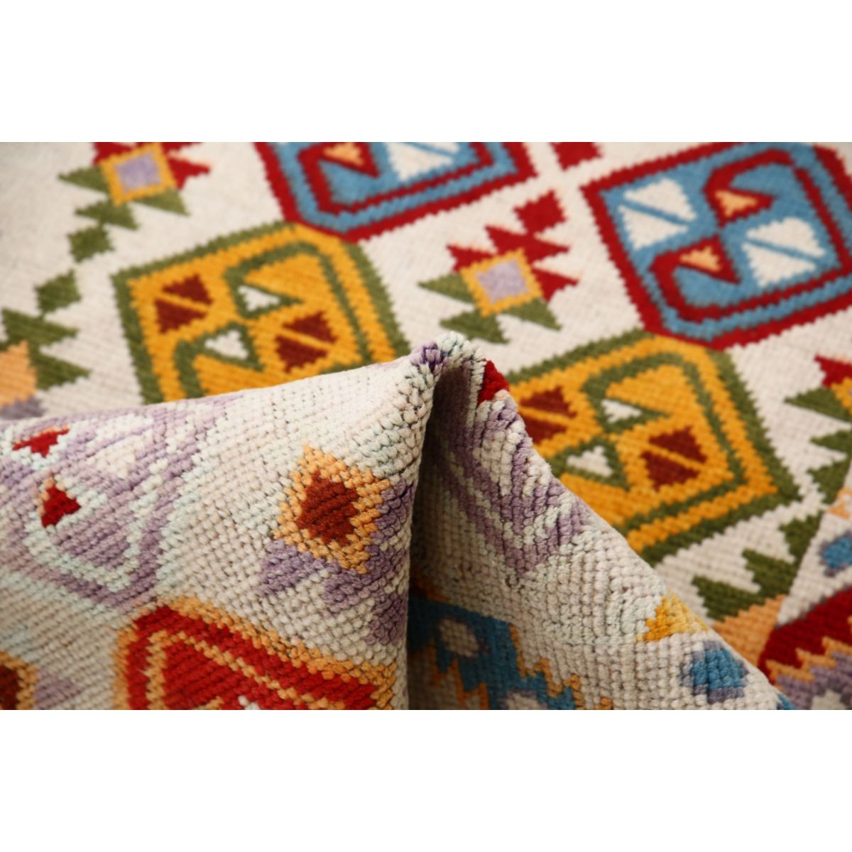 Revival 3x4 Handmade Double Knotted Washable Wool Rug - Colorful