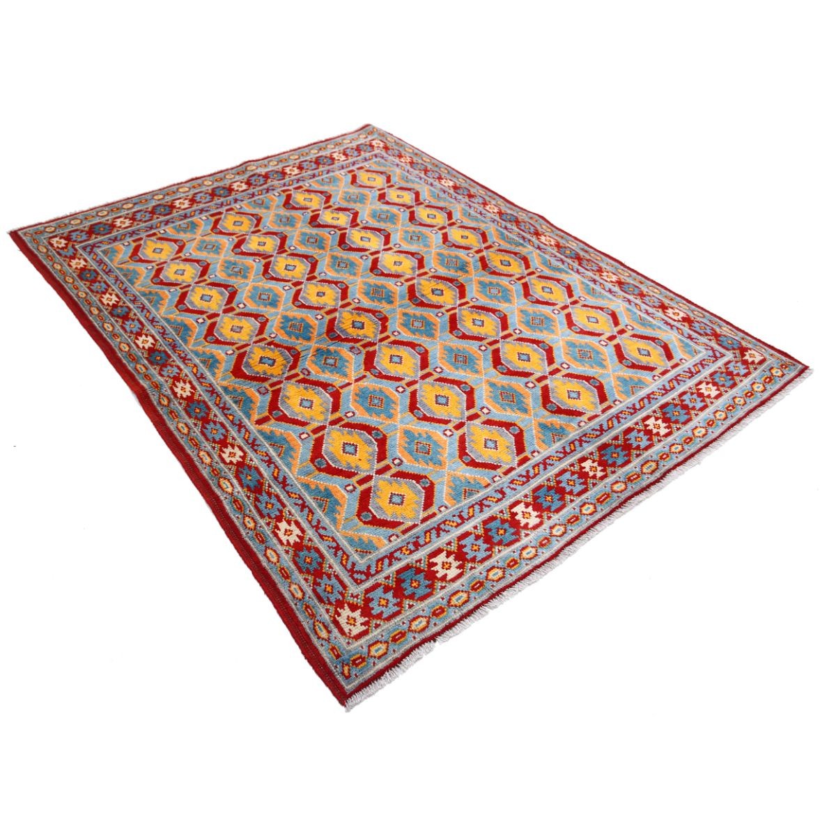 Revival 5x7 Handmade Double Knotted Washable Wool Rug - Colorful