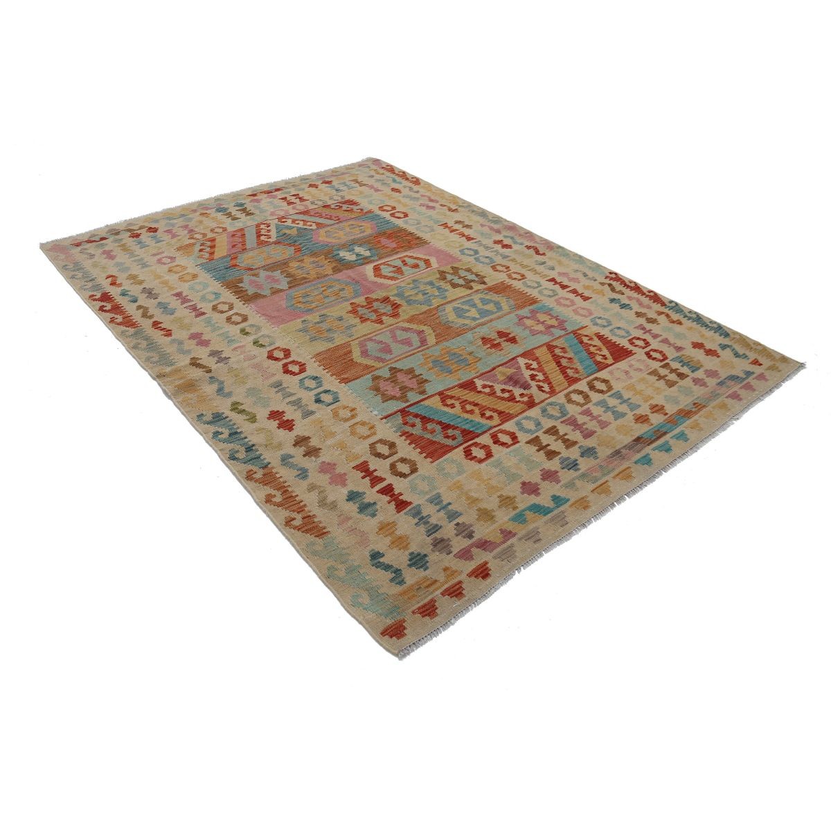 Maimana 6x8 Hand Woven Washable Wool Rug - Colorful