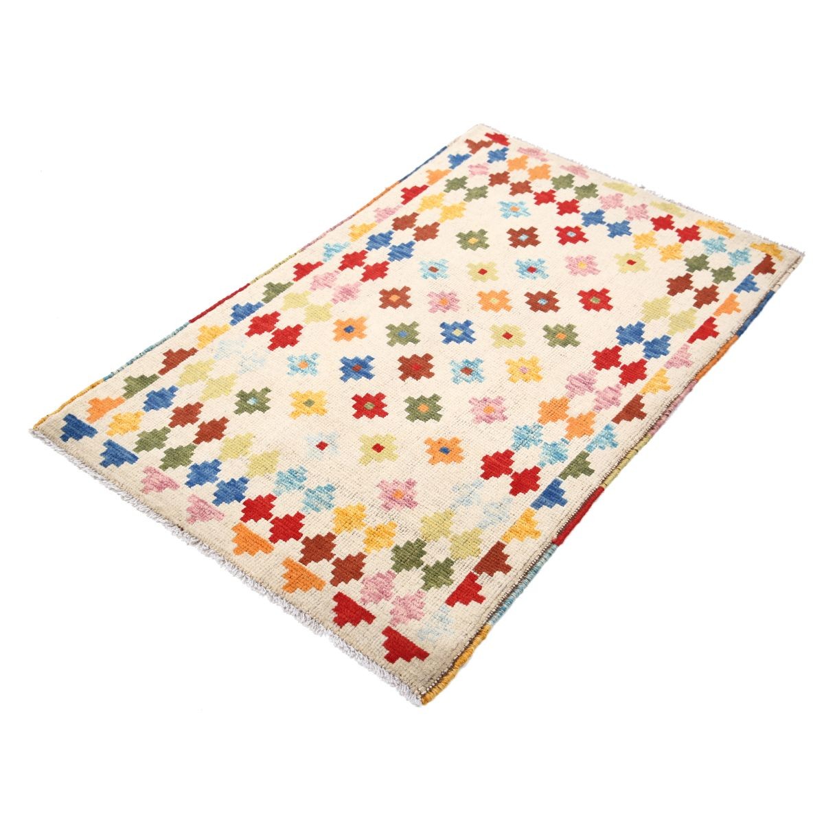 Revival 3x4 Handmade Double Knotted Washable Wool Rug - Colorful