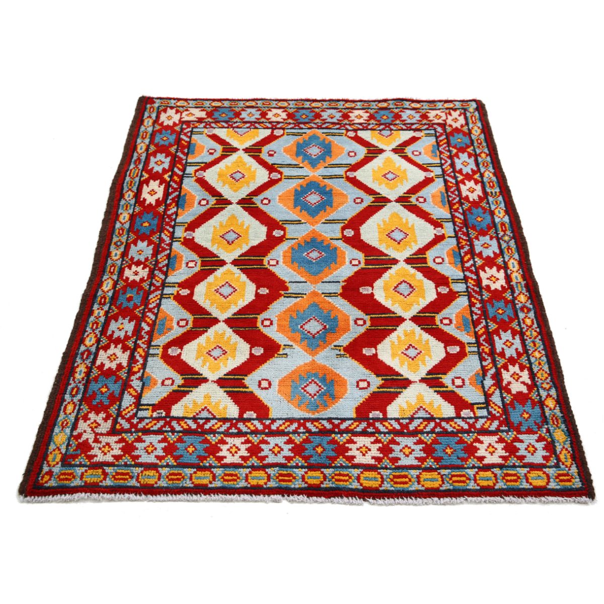 Revival 4x5 Handmade Double Knotted Washable Wool Rug - Colorful