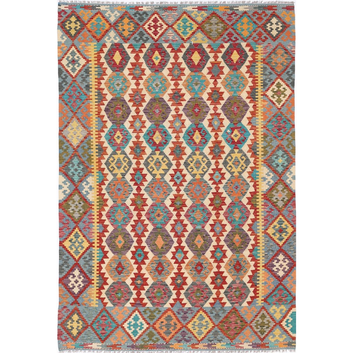 Maimana 7x10 Hand Woven Washable Wool Rug - Colorful