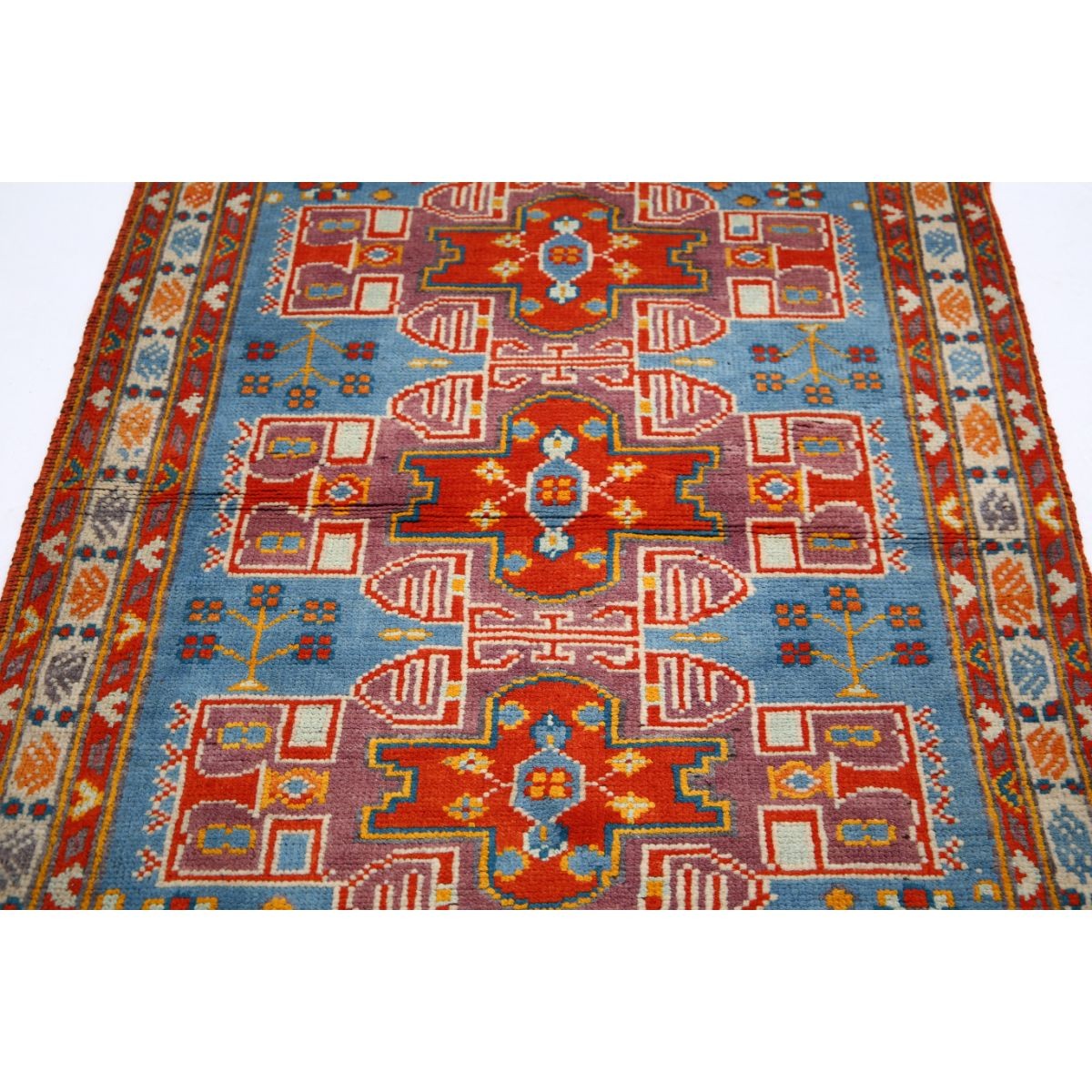 Revival 4x5 Handmade Double Knotted Washable Wool Rug - Colorful