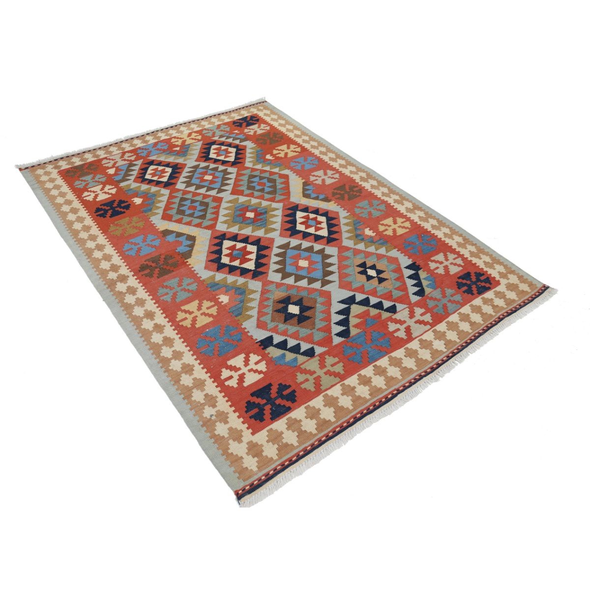 Kafkaas 5x7 Hand Woven Washable Wool Rug - Colorful