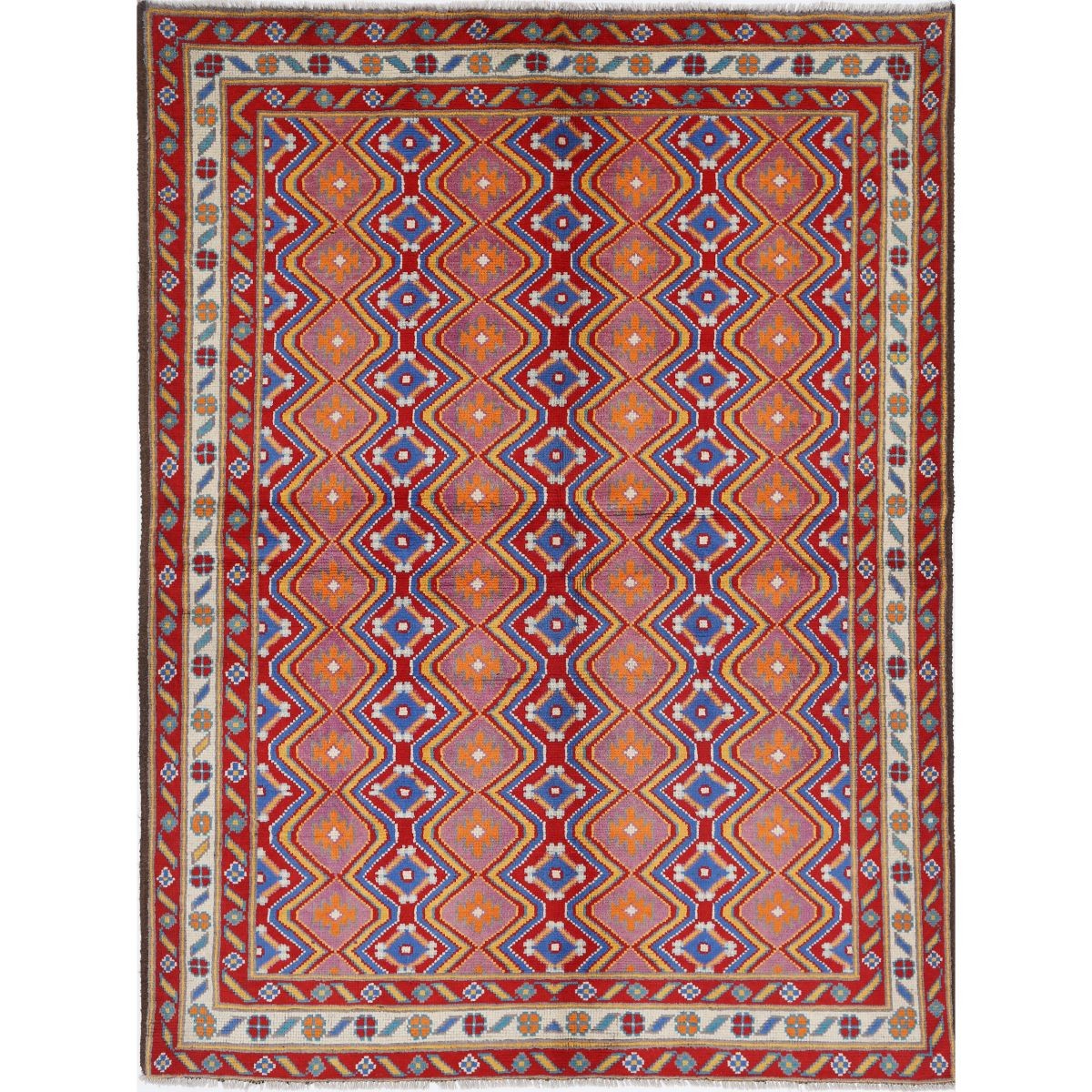 Revival 6x8 Handmade Double Knotted Washable Wool Rug - Colorful