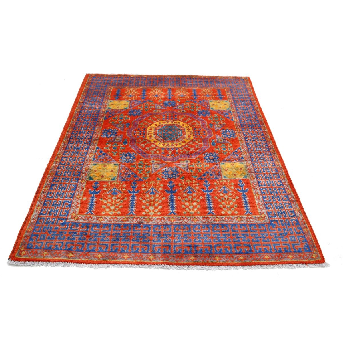 Revival 5x6 Handmade Double Knotted Washable Wool Rug - Colorful