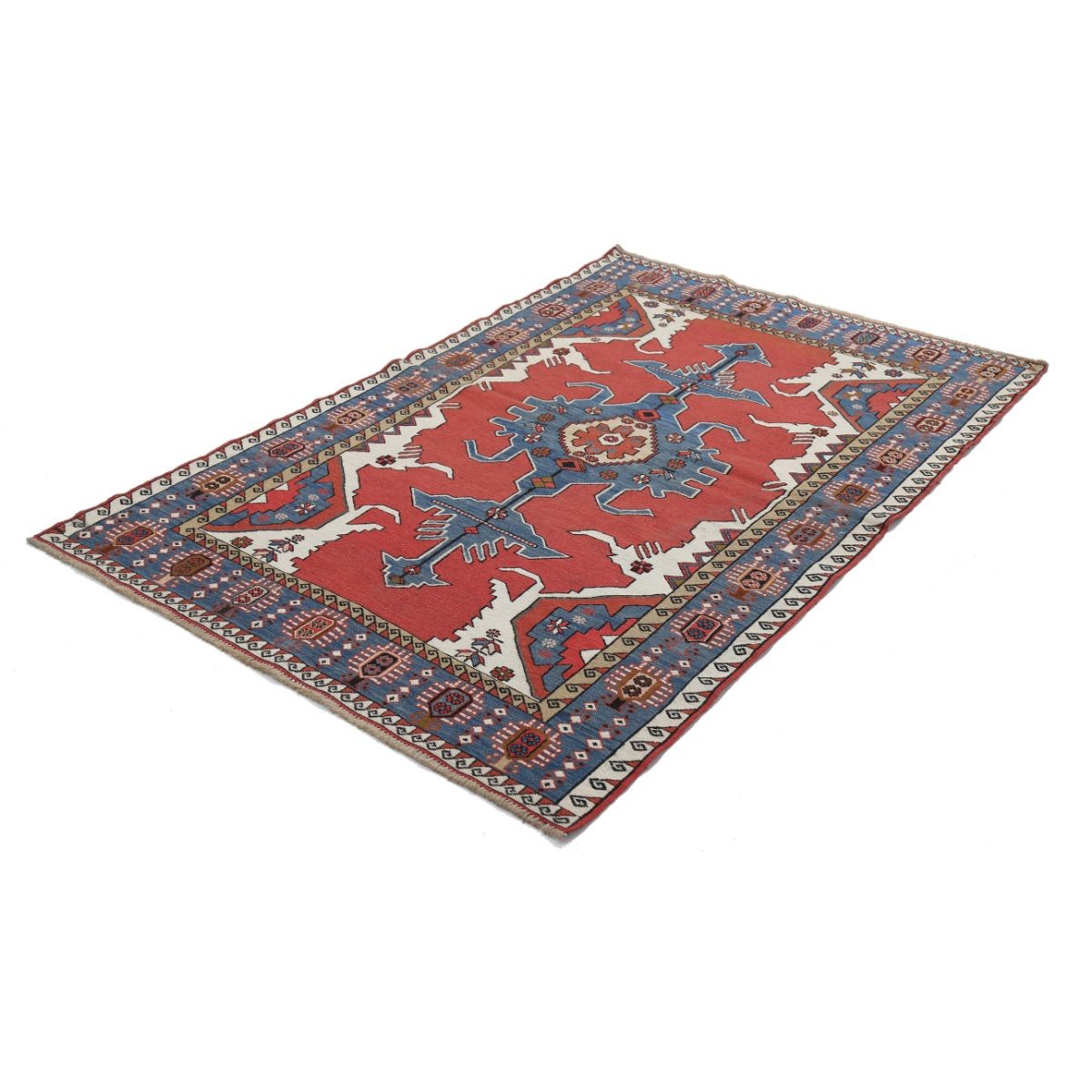 Sumak 4x7 Hand Woven Washable Wool Rug - Colorful