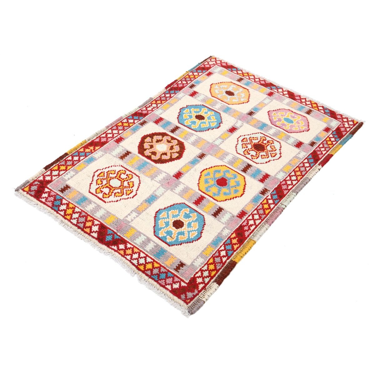 Revival 3x4 Handmade Double Knotted Washable Wool Rug - Colorful