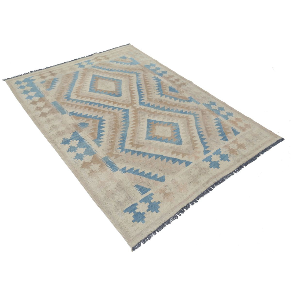 Kafkaas 5x6 Hand Woven Washable Wool Rug - Soft Hues