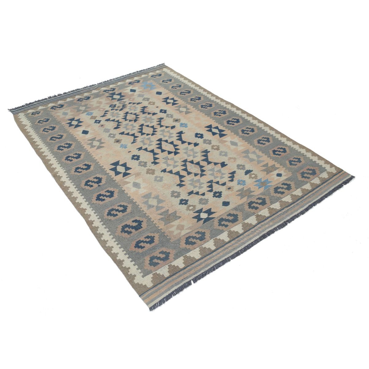 Kafkaas 5x7 Hand Woven Washable Wool Rug - Soft Hues