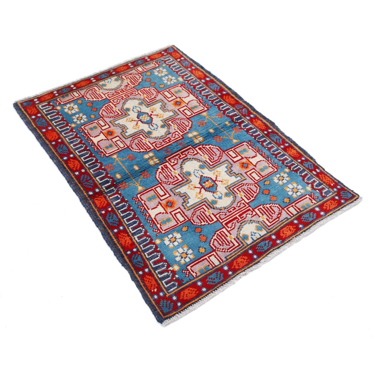 Revival 3x4 Handmade Double Knotted Washable Wool Rug - Colorful
