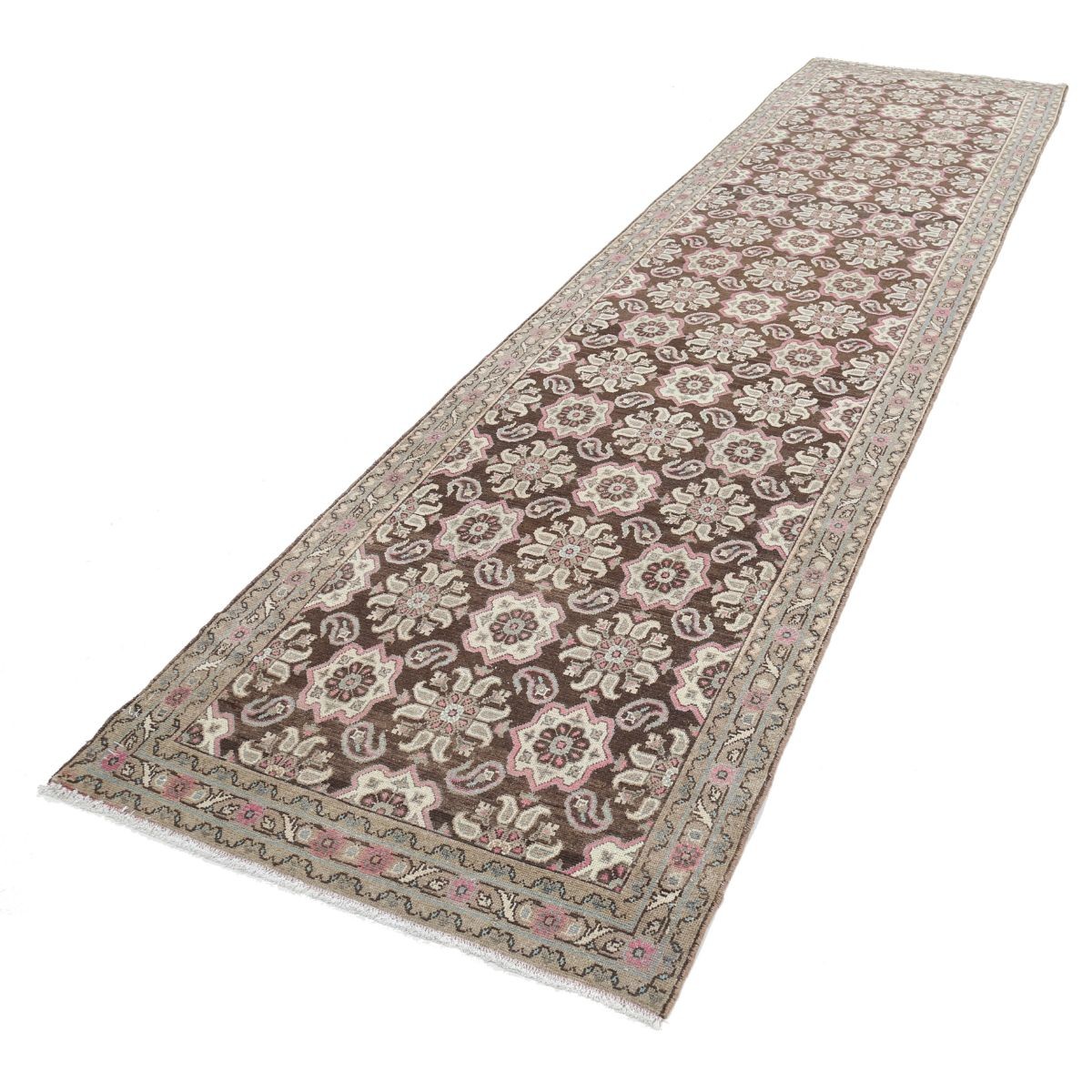 Vintage 4x13 Handmade Double Knotted Washable Wool Runner - Soft Hues