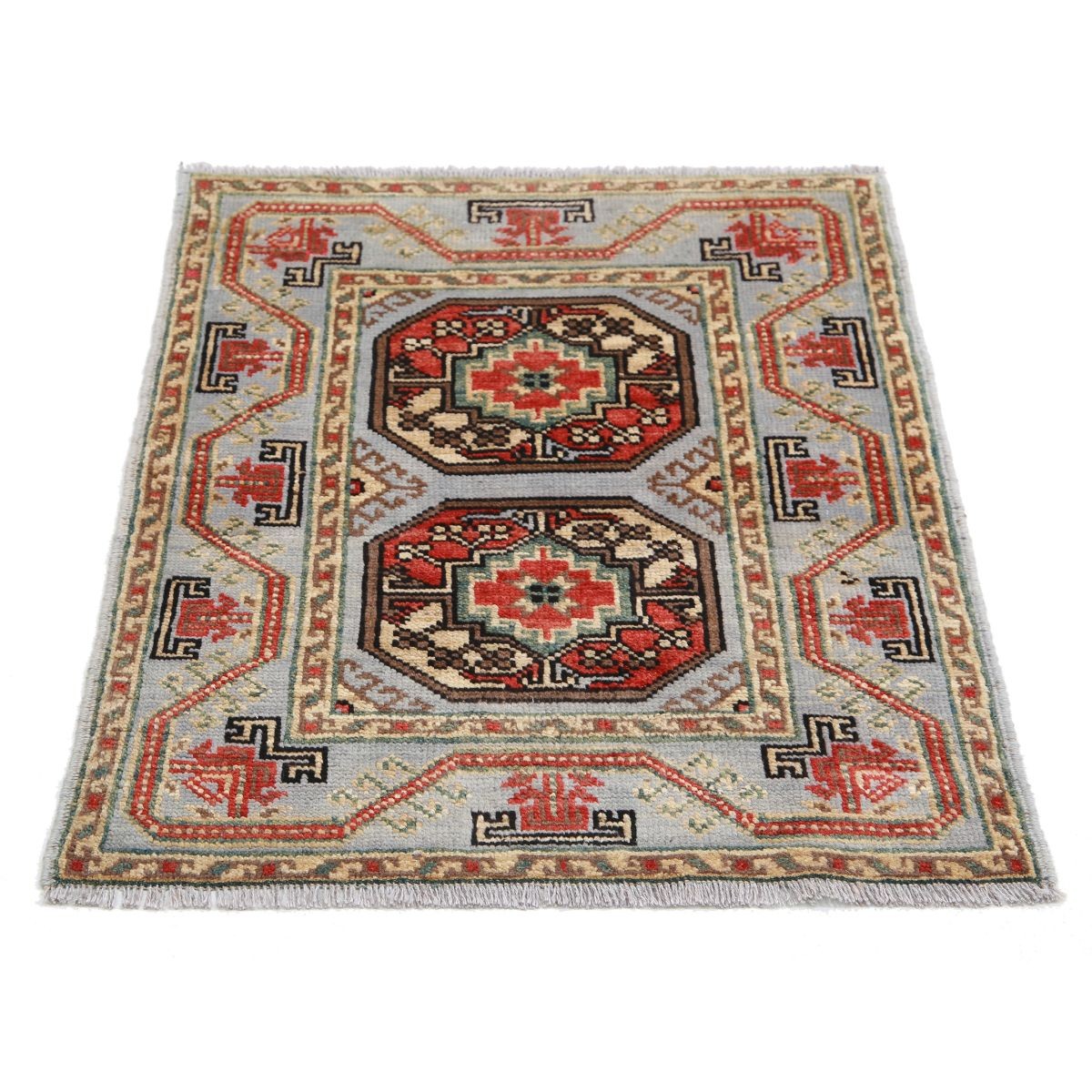 Revival 2x3 Handmade Double Knotted Washable Wool Rug - Colorful