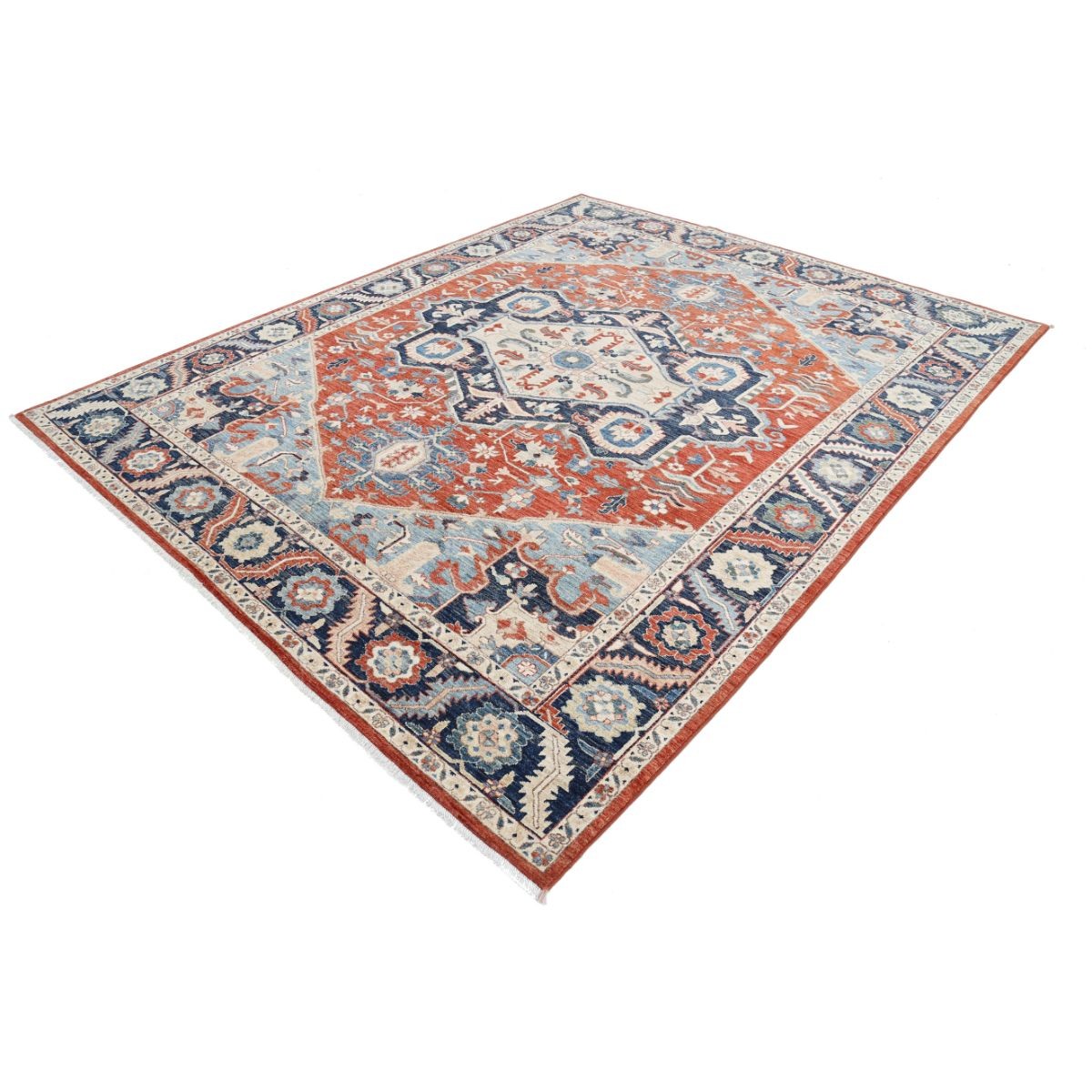 Heriz 8x10 Handmade Double Knotted Washable Wool Rug - Colorful