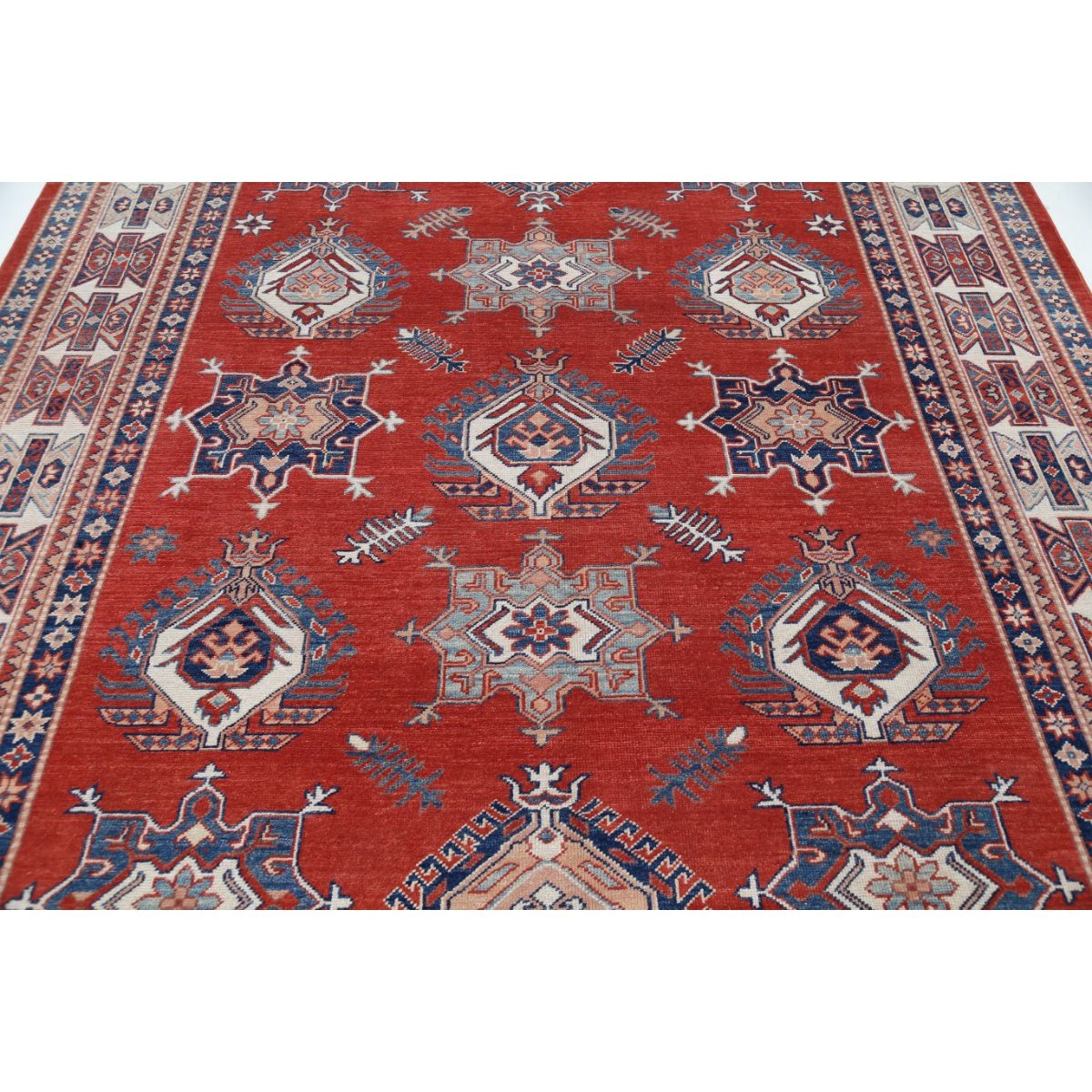 Kazak 8x10 Handmade Double Knotted Washable Wool Rug - Colorful