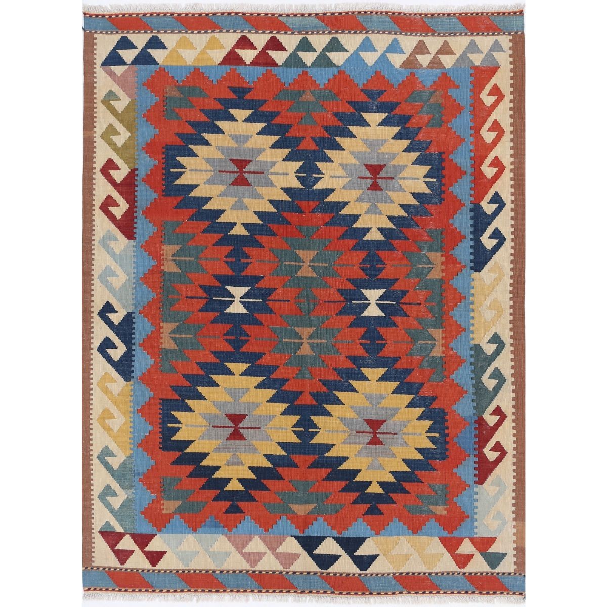 Kafkaas 5x7 Hand Woven Washable Wool Rug - Colorful