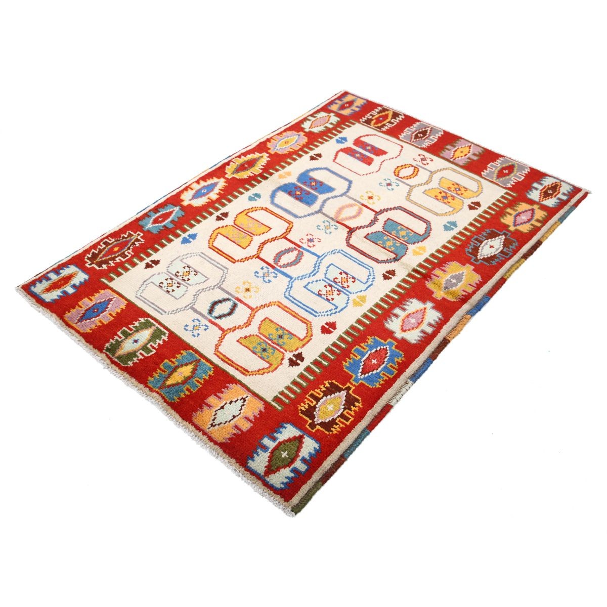Revival 3x4 Handmade Double Knotted Washable Wool Rug - Colorful