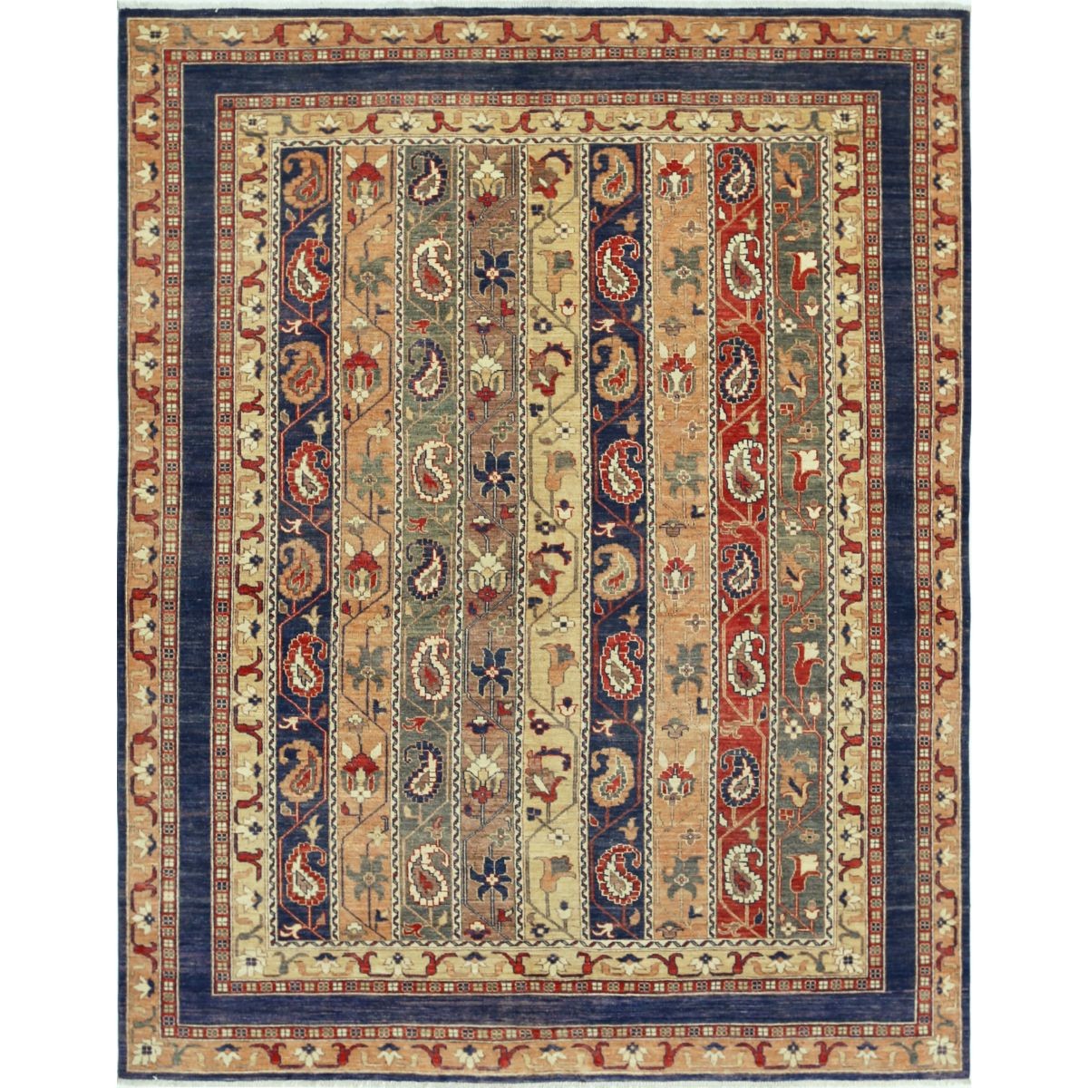 Shaal 8x10 Handmade Double Knotted Washable Wool Rug - Colorful