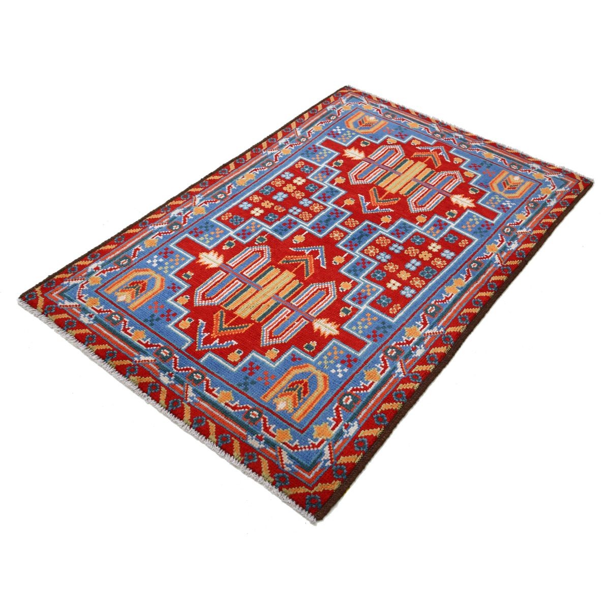 Revival 3x5 Handmade Double Knotted Washable Wool Rug - Colorful